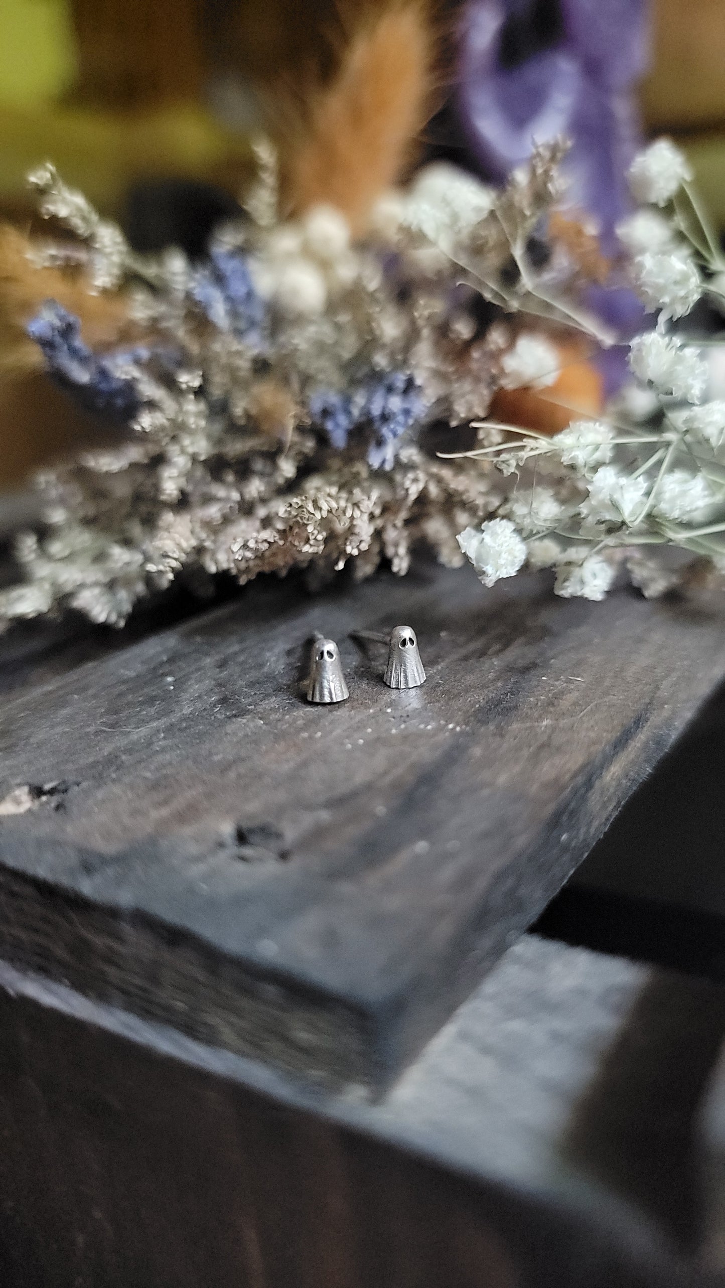 MADE TO ORDER Mini sheet ghost sterling silver stud earrings