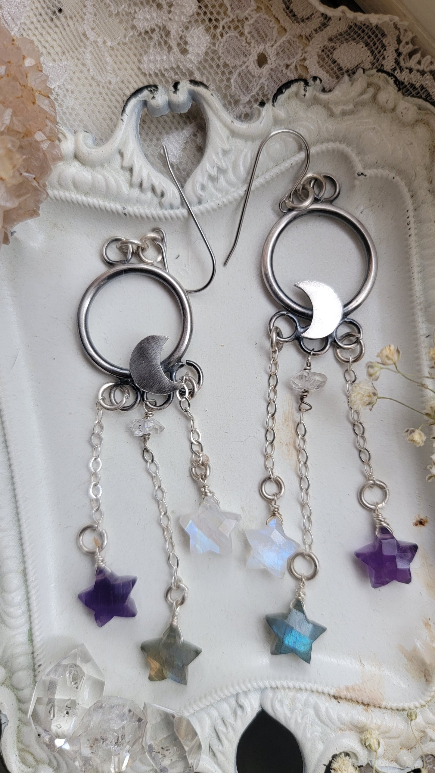 Made to Order: Sterling silver celestial star and moon earrings