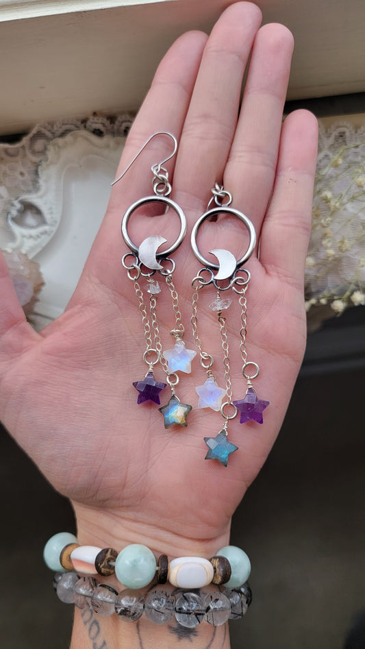 Made to Order: Sterling silver celestial star and moon earrings