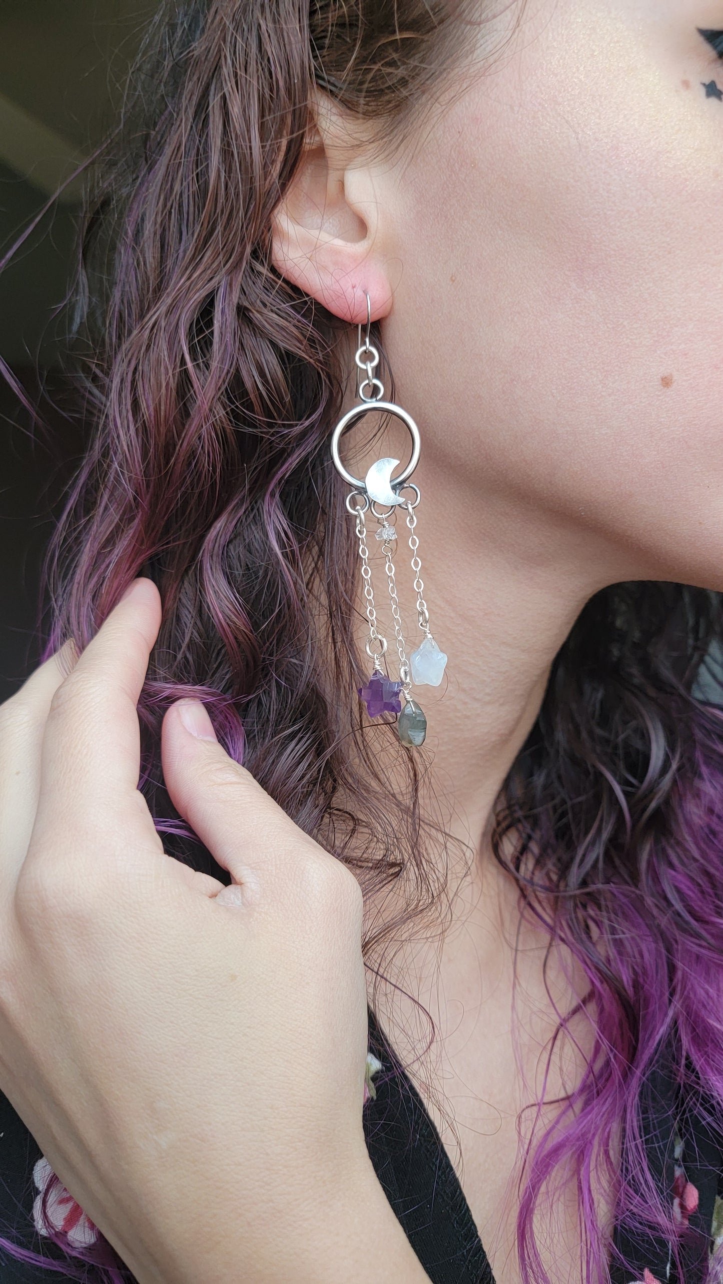 Made to Order: Sterling silver celestial star and moon earrings