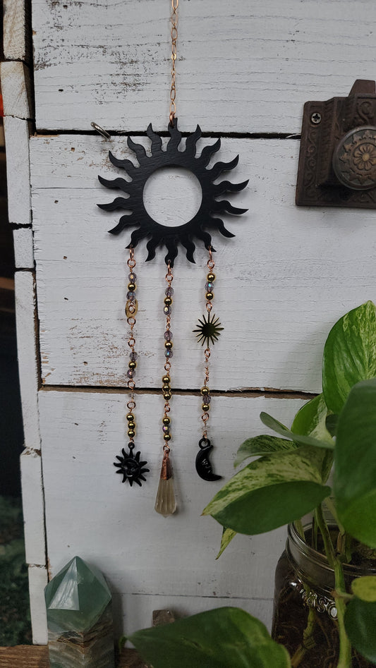 Sun Ray Wall Hanging with Rutile and Celestial Beads