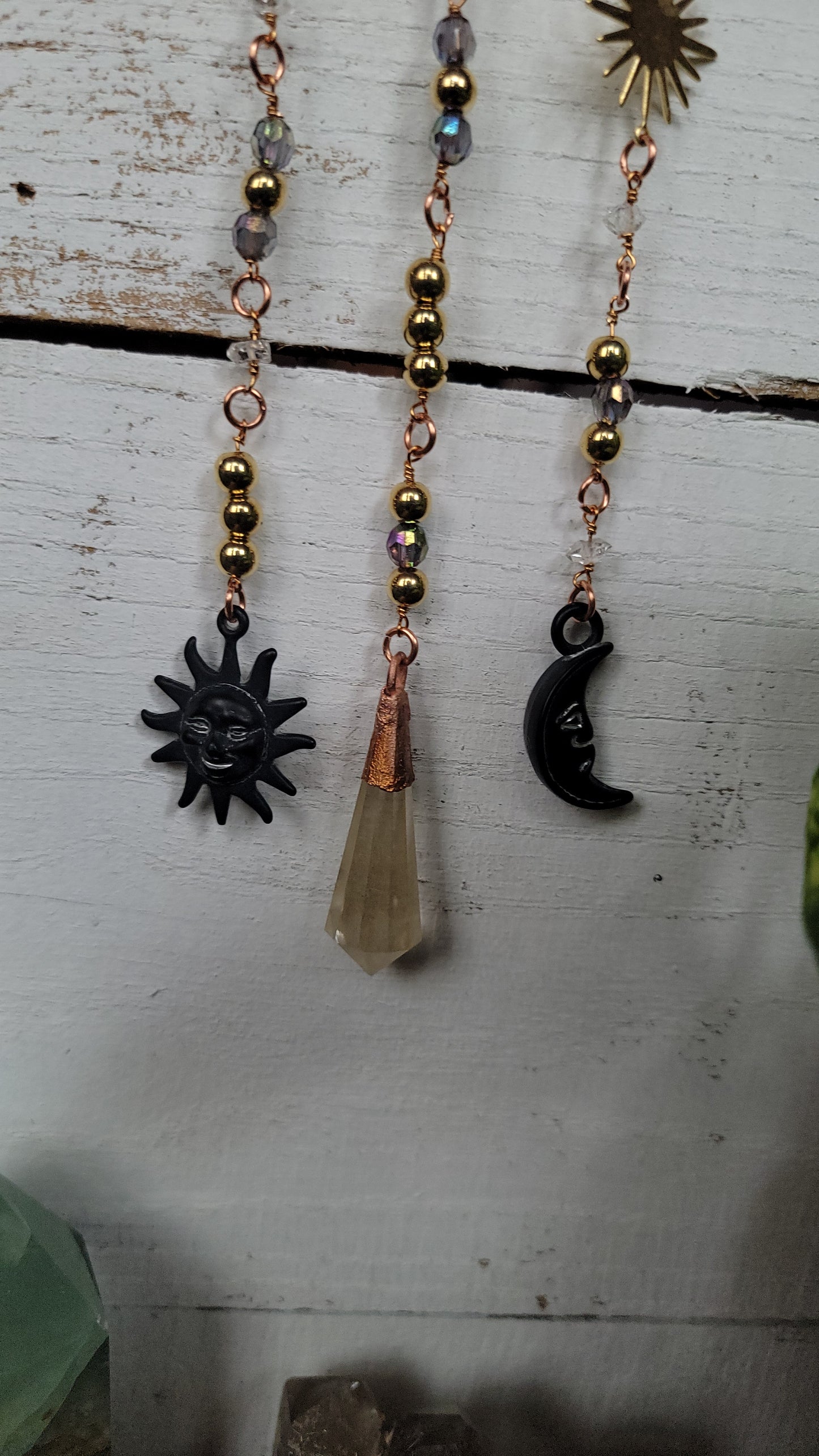 Sun Ray Wall Hanging with Rutile and Celestial Beads