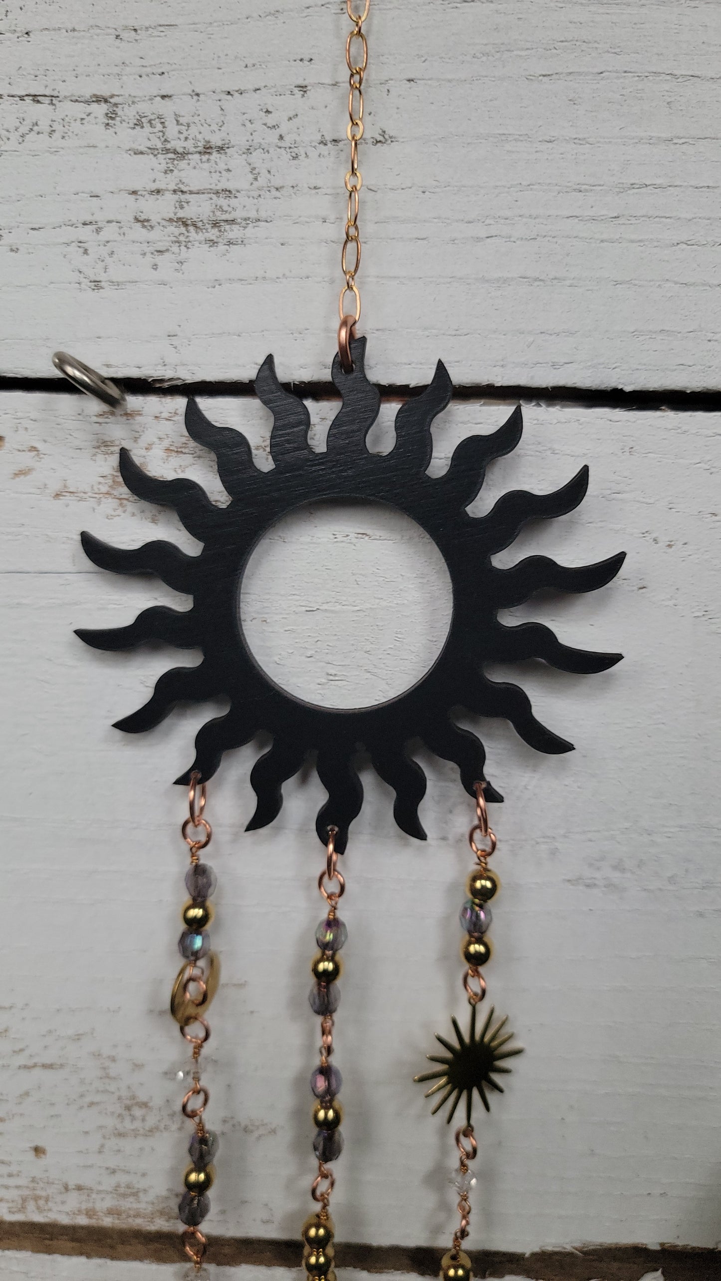 Sun Ray Wall Hanging with Rutile and Celestial Beads