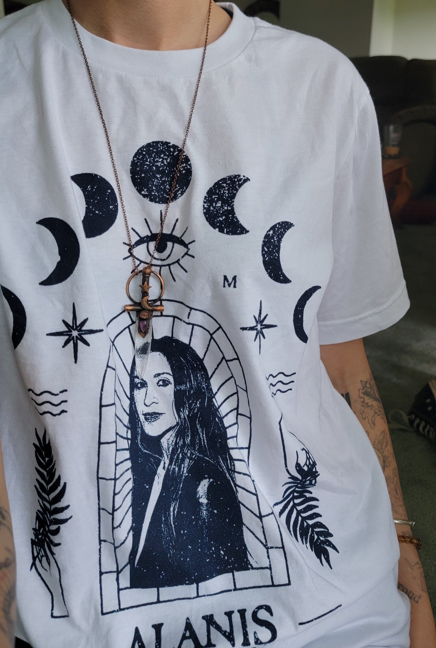 Celestial Warrior Copper Pendant: Quartz with Amethyst and Sunstone