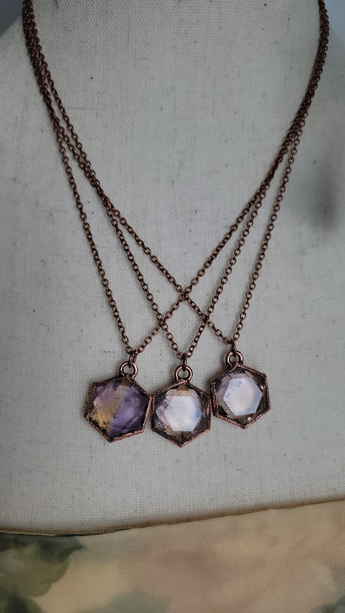 Venus Grunge: Ametrine Hexagon Copper Necklace