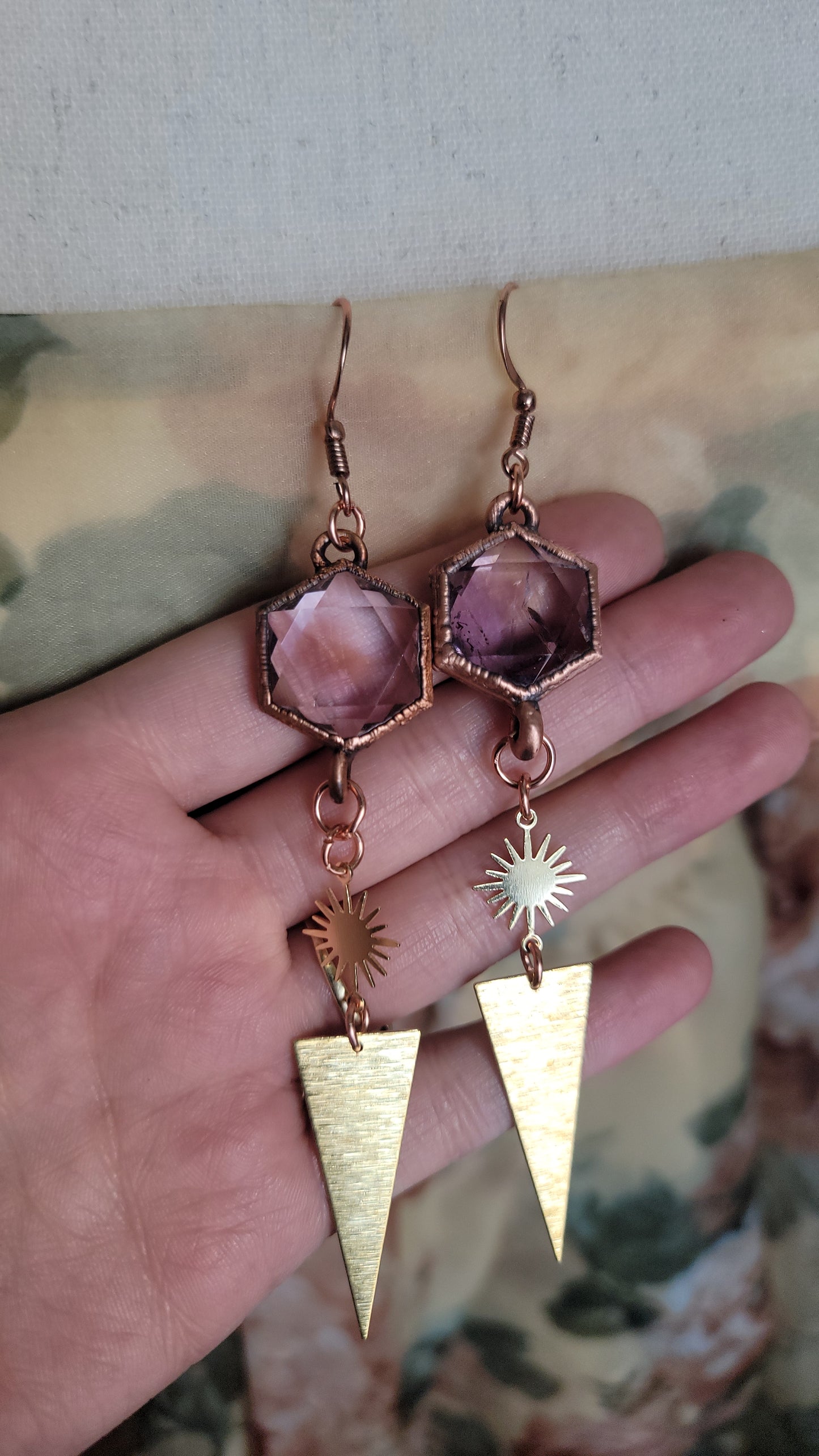Venus Grunge: Ametrine Copper Statement Earrings 1