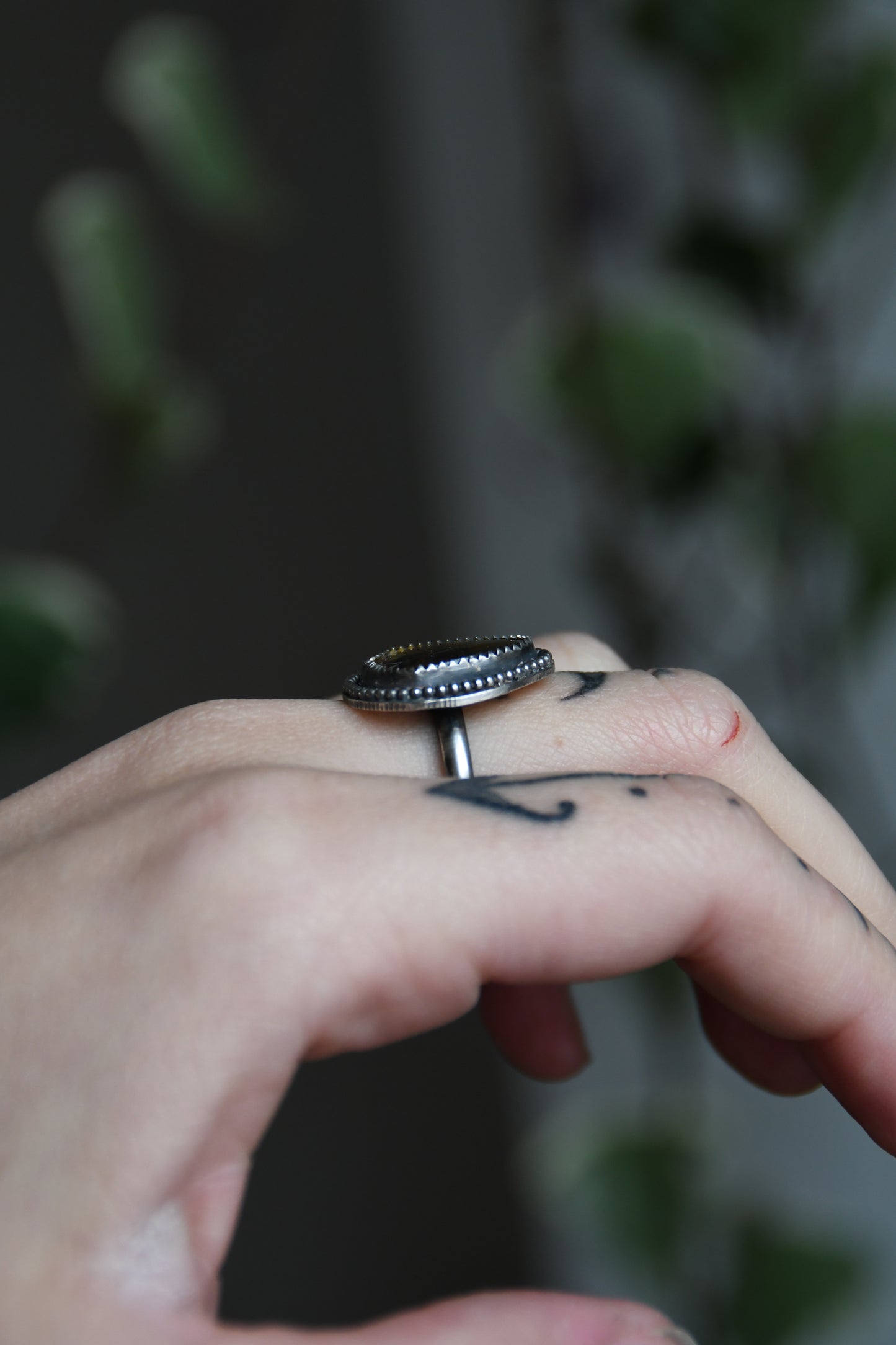 Real Insect in Amber Sterling Silver Ring Size 8US