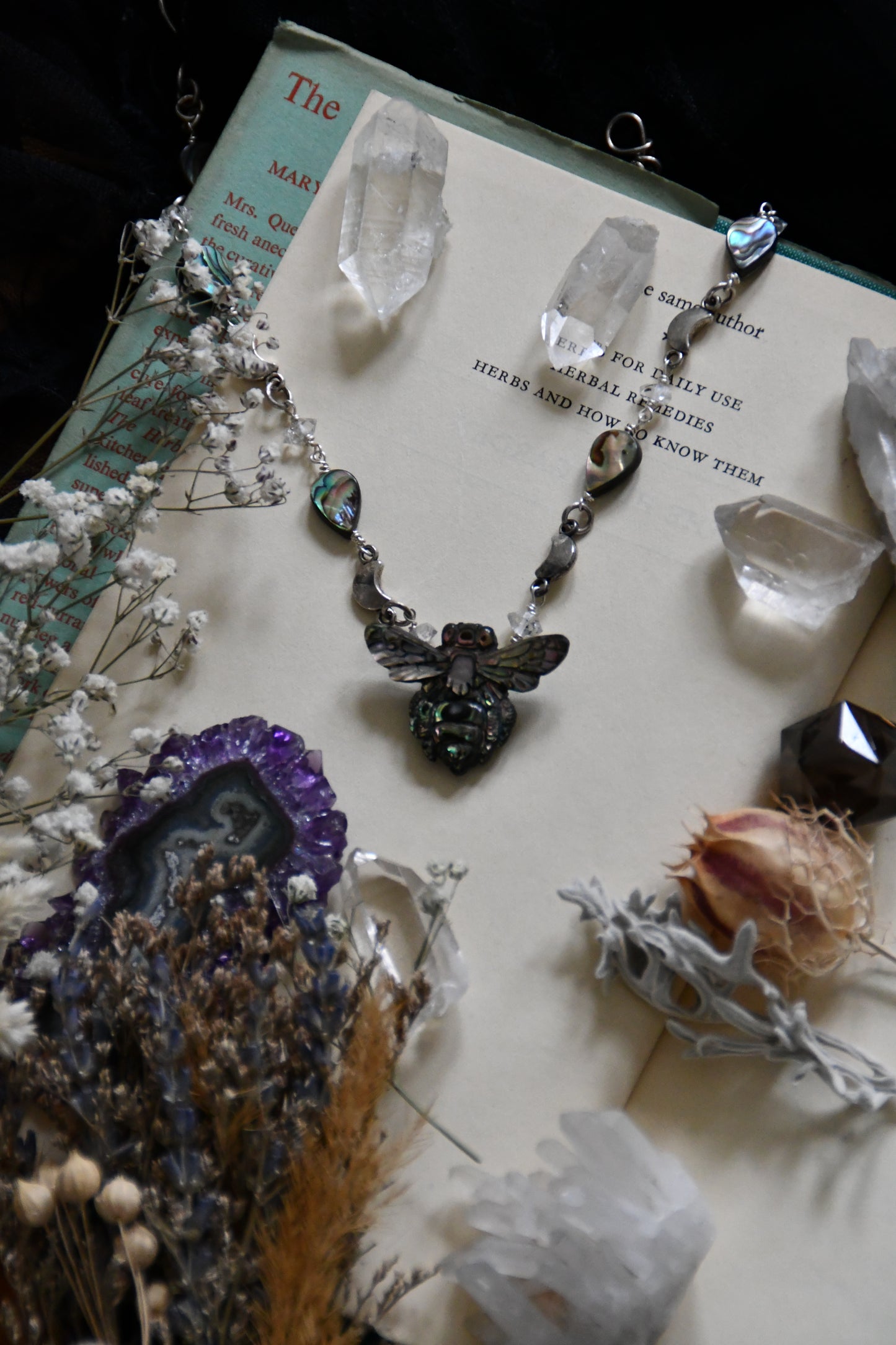 Abalone Bee Mixed Media Choker