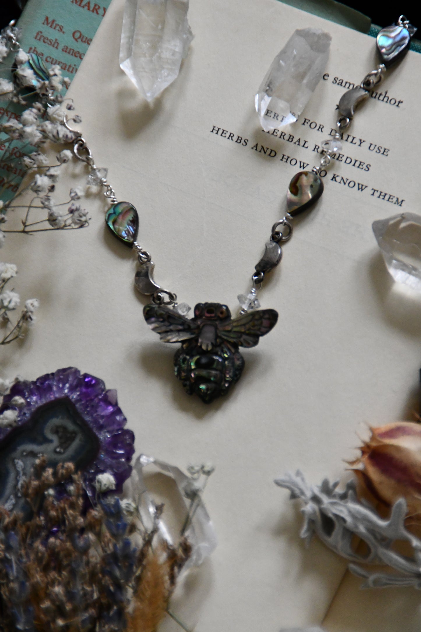 Abalone Bee Mixed Media Choker