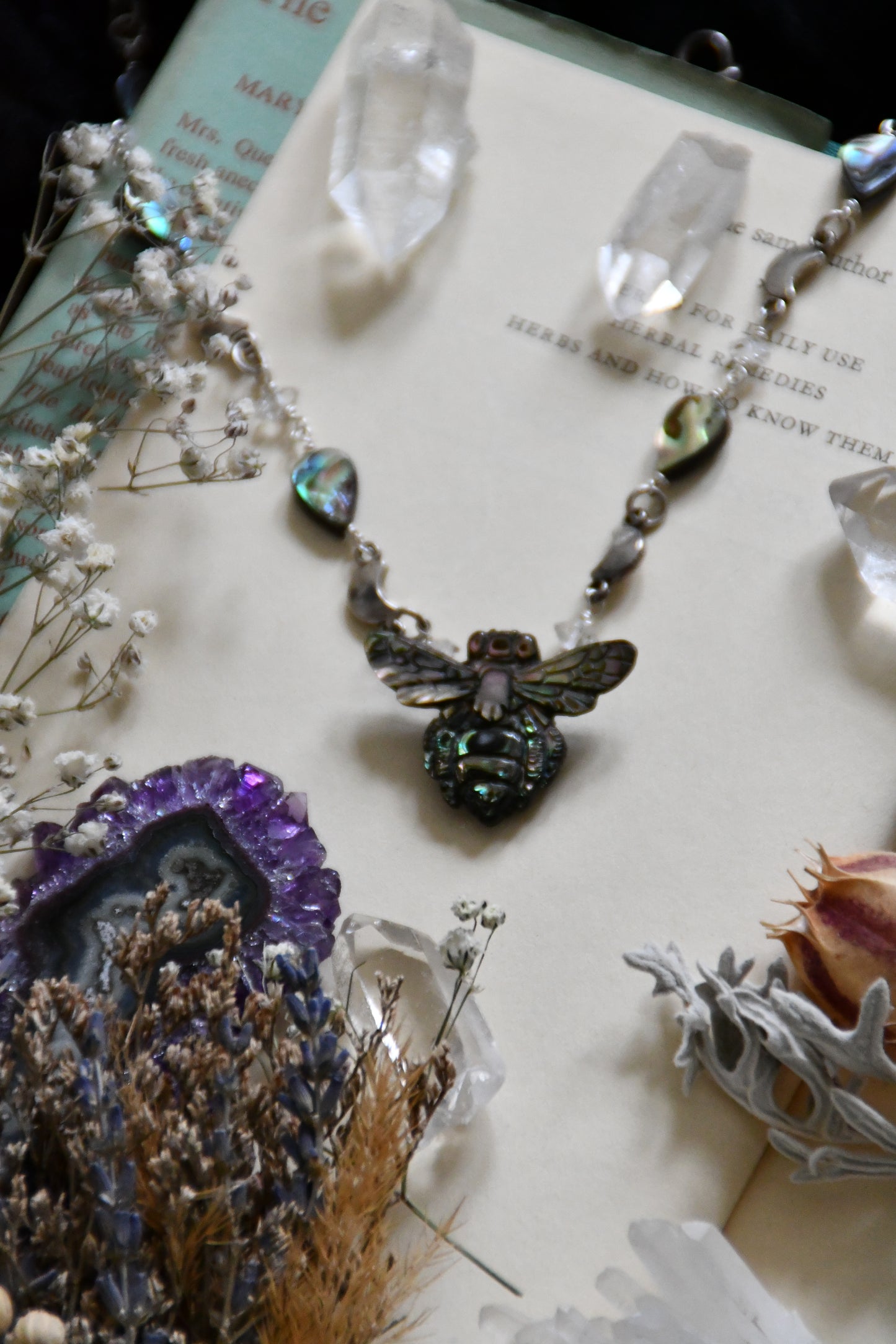 Abalone Bee Mixed Media Choker
