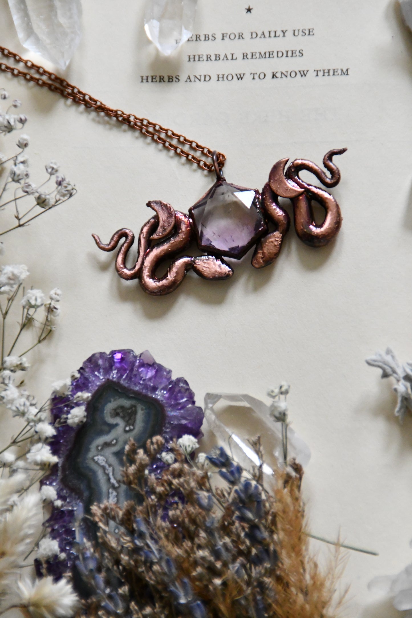 Copper Snake with Ametrine Hexagon Pendant