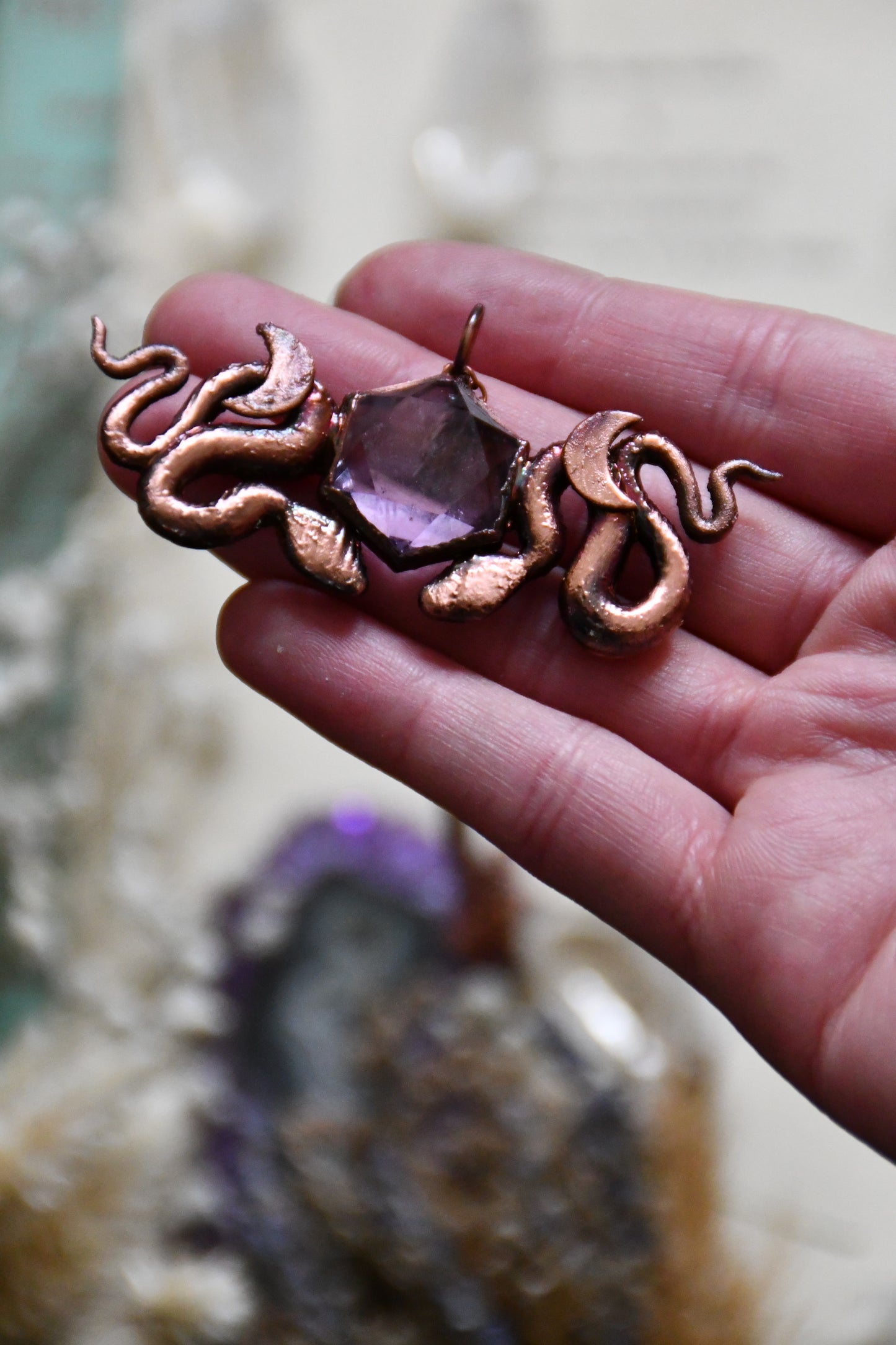 Copper Snake with Ametrine Hexagon Pendant