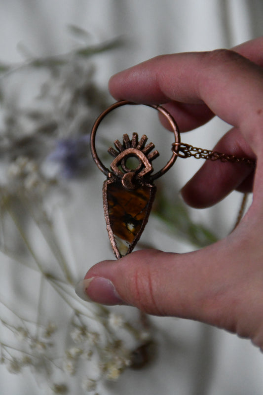 Golden Healer Dendritic Quartz Protective Eye Pendant