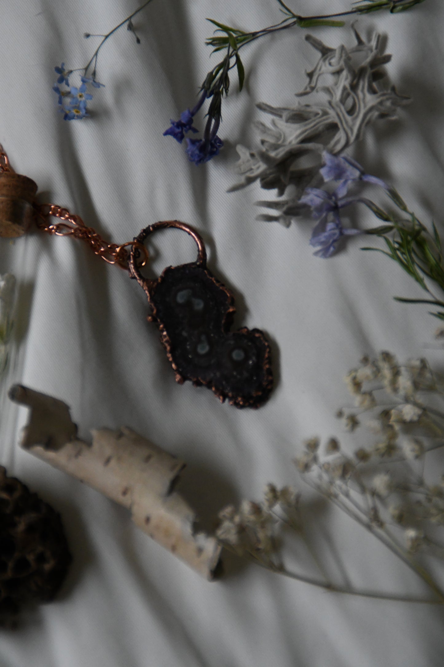 Simple Amethyst Stalactite Copper Necklace