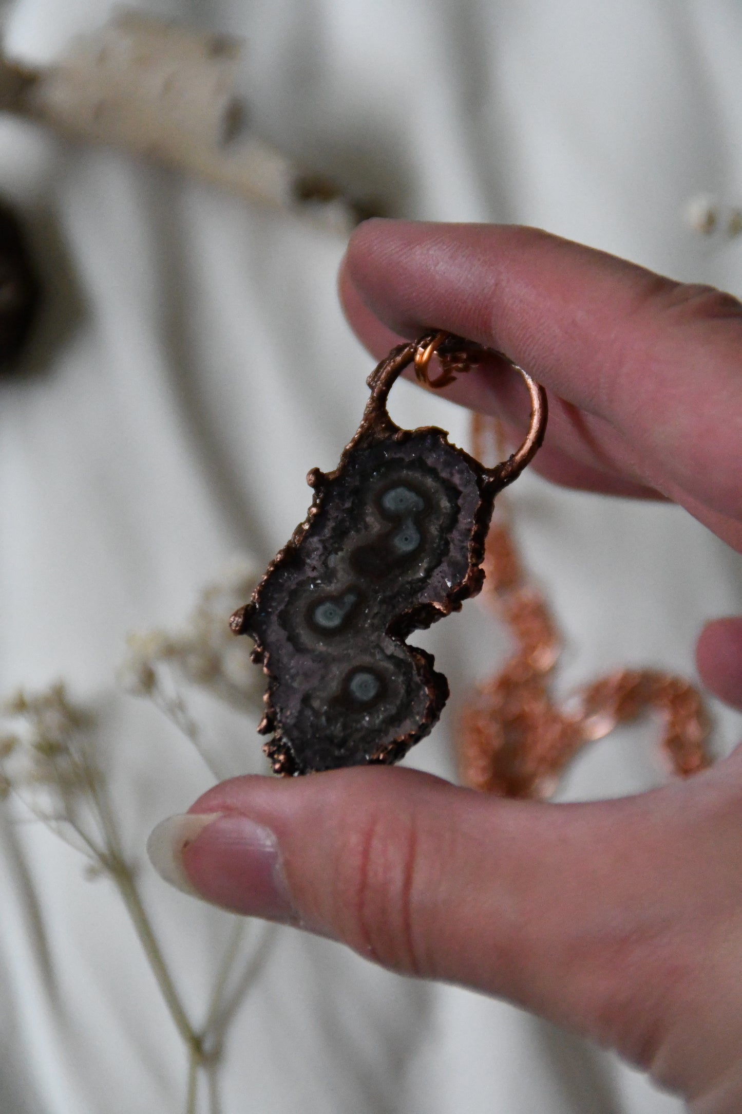 Simple Amethyst Stalactite Copper Necklace