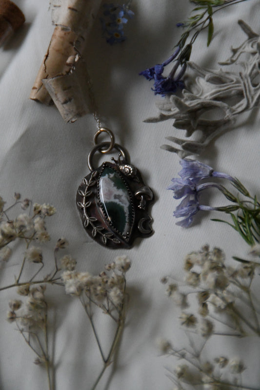 8th Vein Ocean Jasper Sterling Silver Forest Floor Pendant
