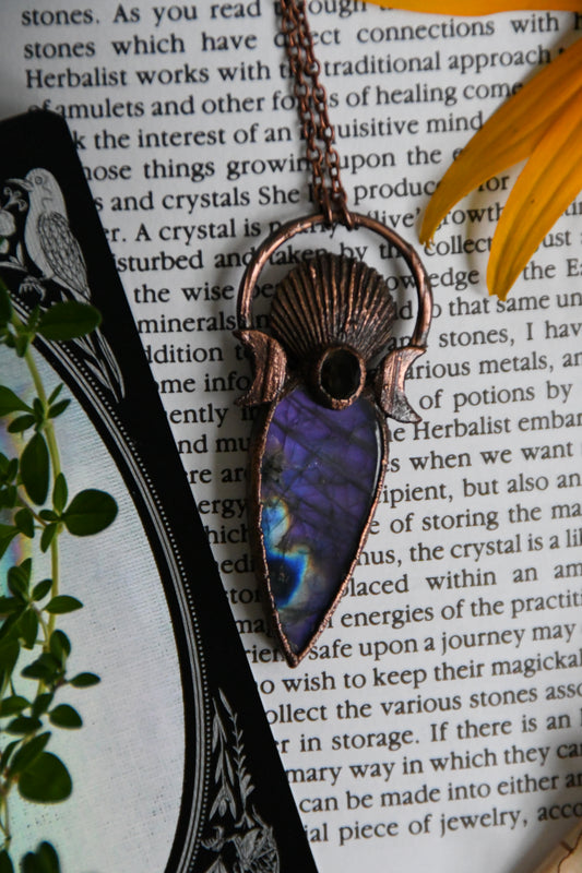 Relics: The Love of Magic Labradorite and Smokey Quartz Copper Necklace.