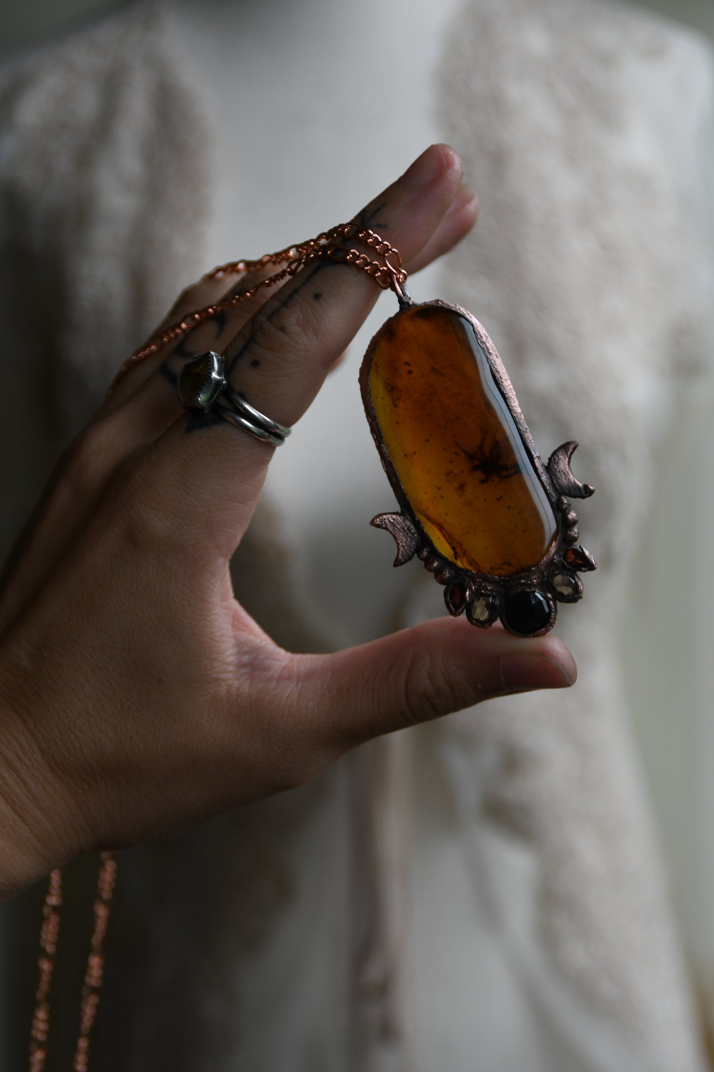 Relics: The Resilient Story Weaver Amber Copper Necklace