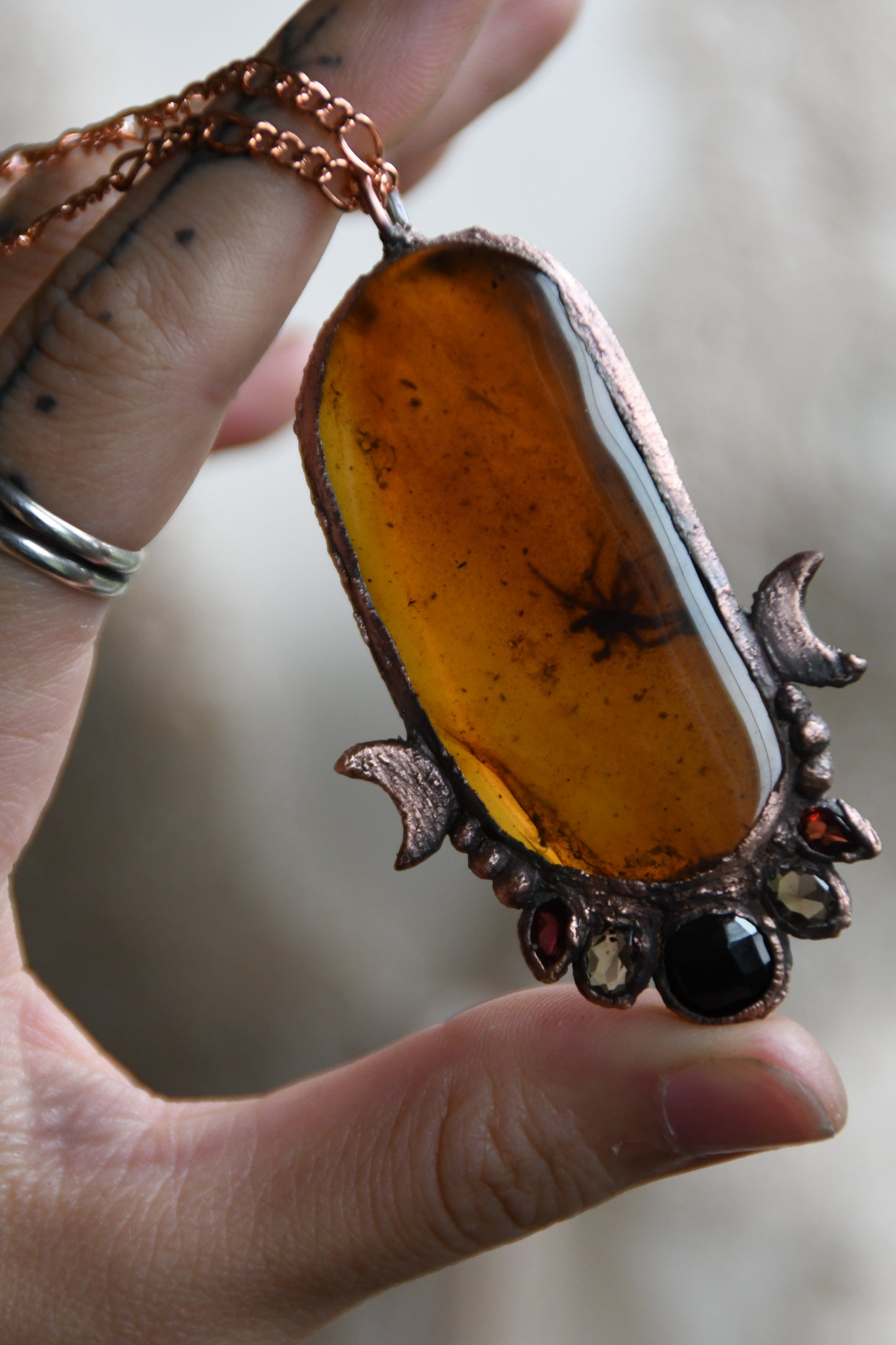 Relics: The Resilient Story Weaver Amber Copper Necklace