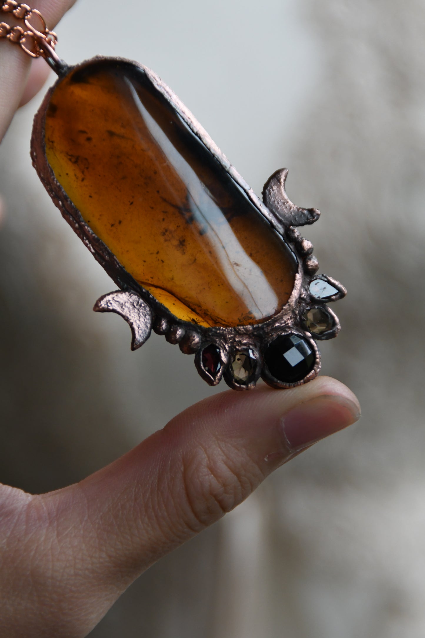 Relics: The Resilient Story Weaver Amber Copper Necklace