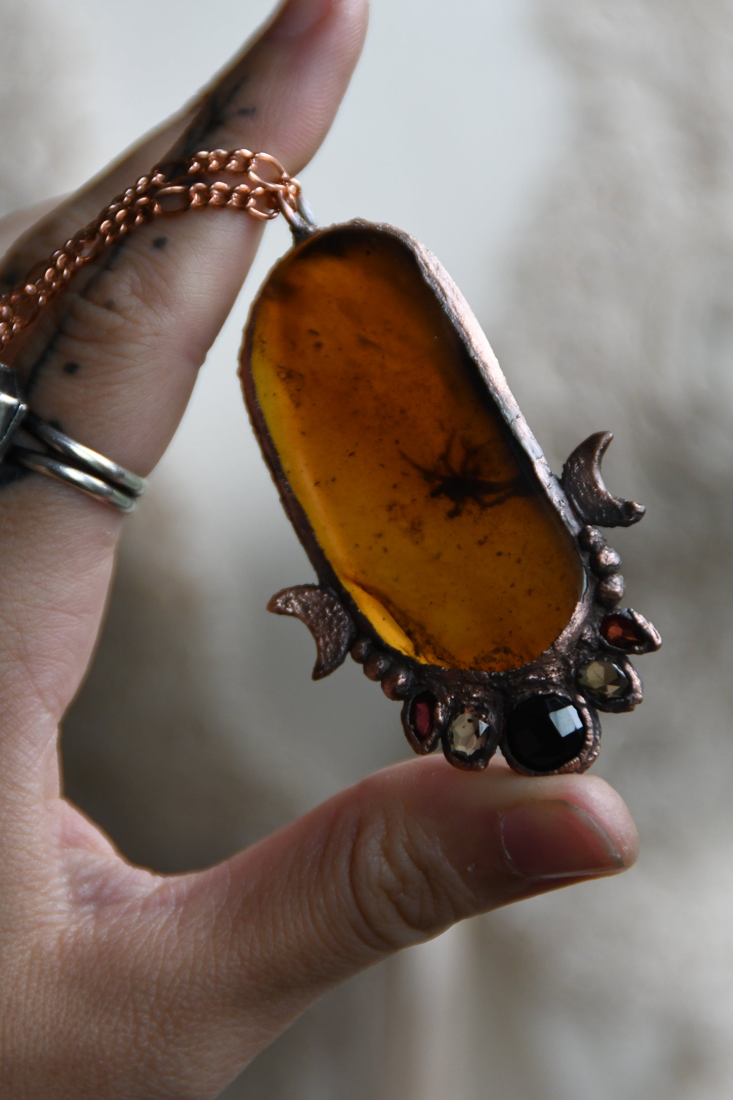 Relics: The Resilient Story Weaver Amber Copper Necklace