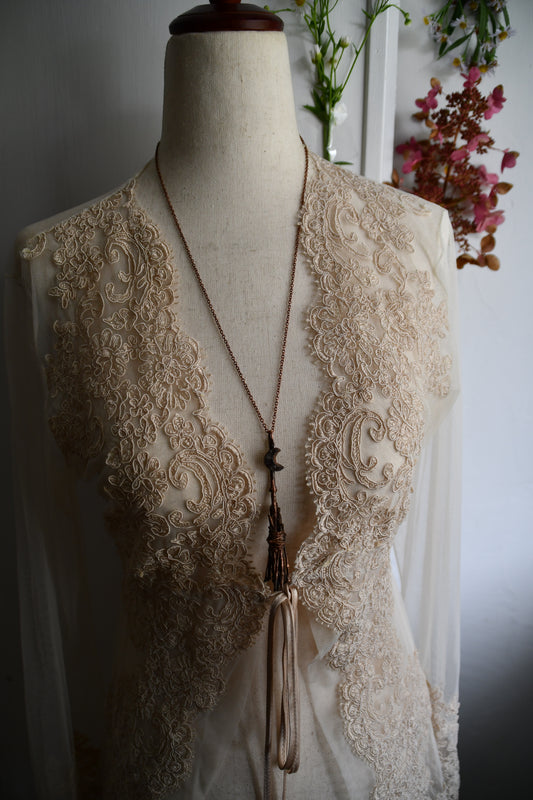 Ritual: Twig Broomstick with Druzy Moon Copper Pendant