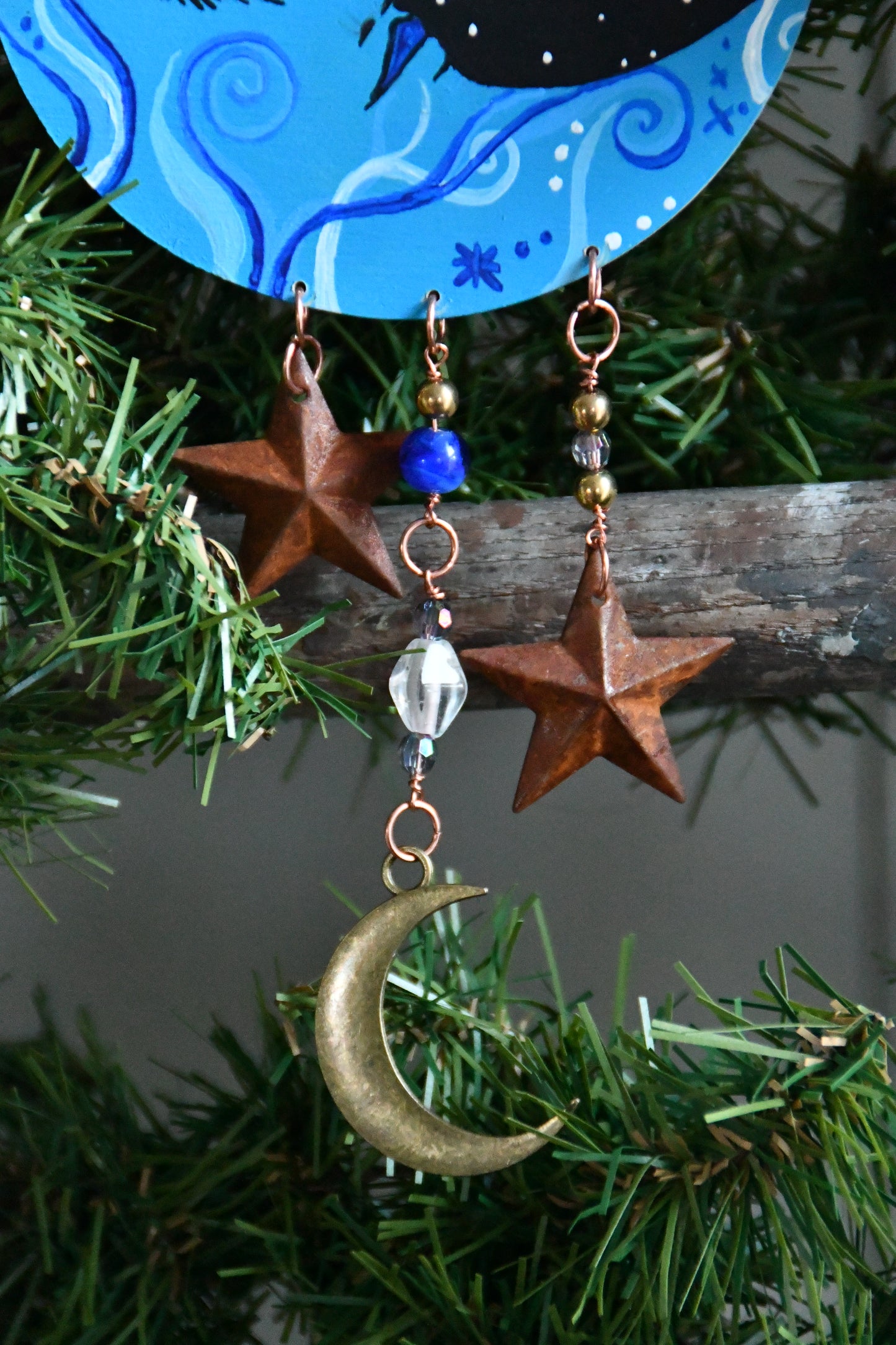 Sleeping Moon Hand Painted Ornament