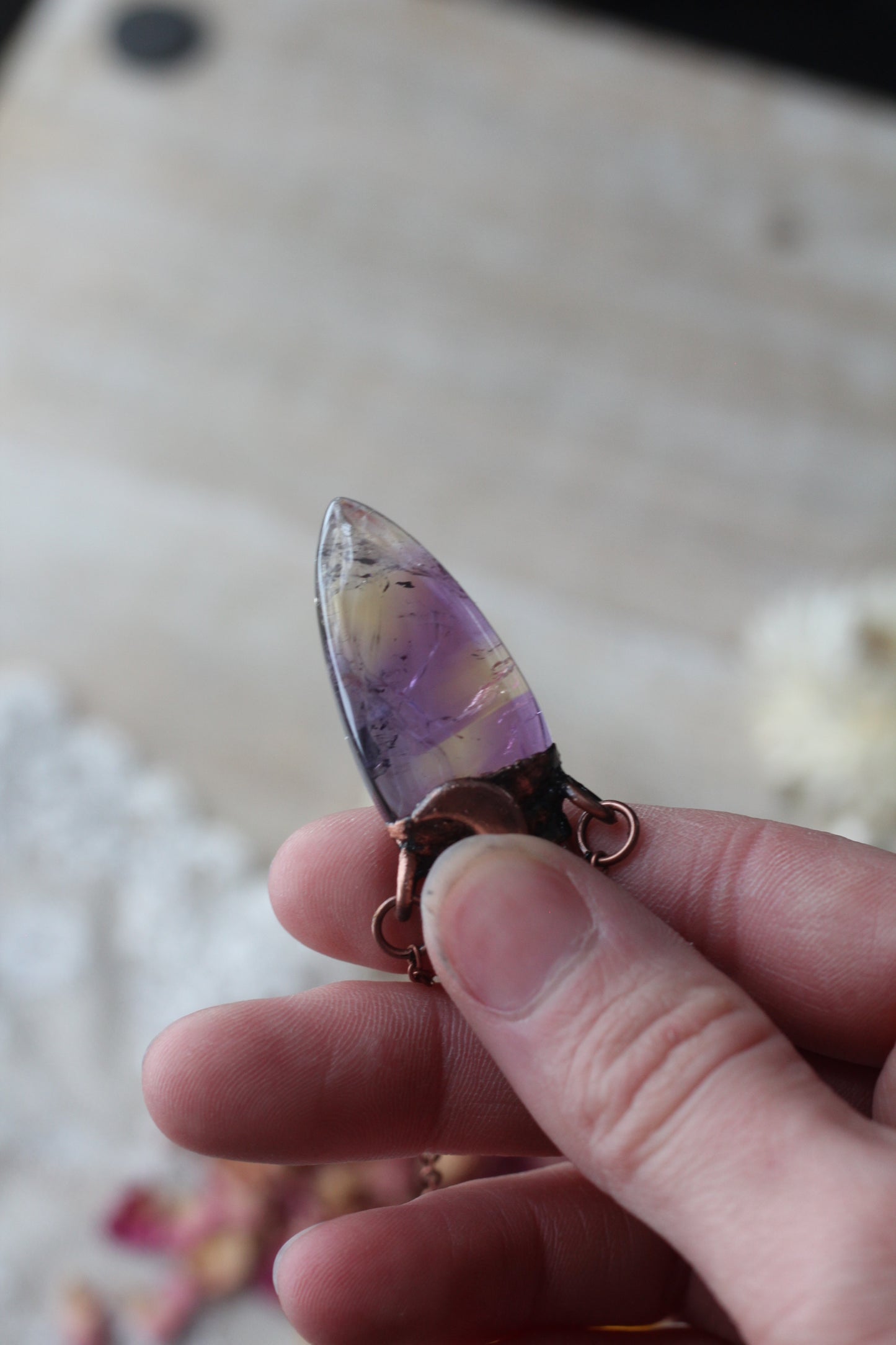 Aphrodite: Ametrine with Quartz Crown Copper Pendant