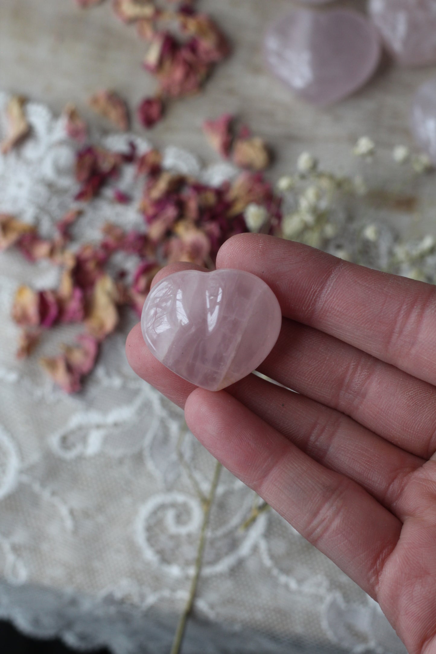 Rose Quartz Puffy Hearts