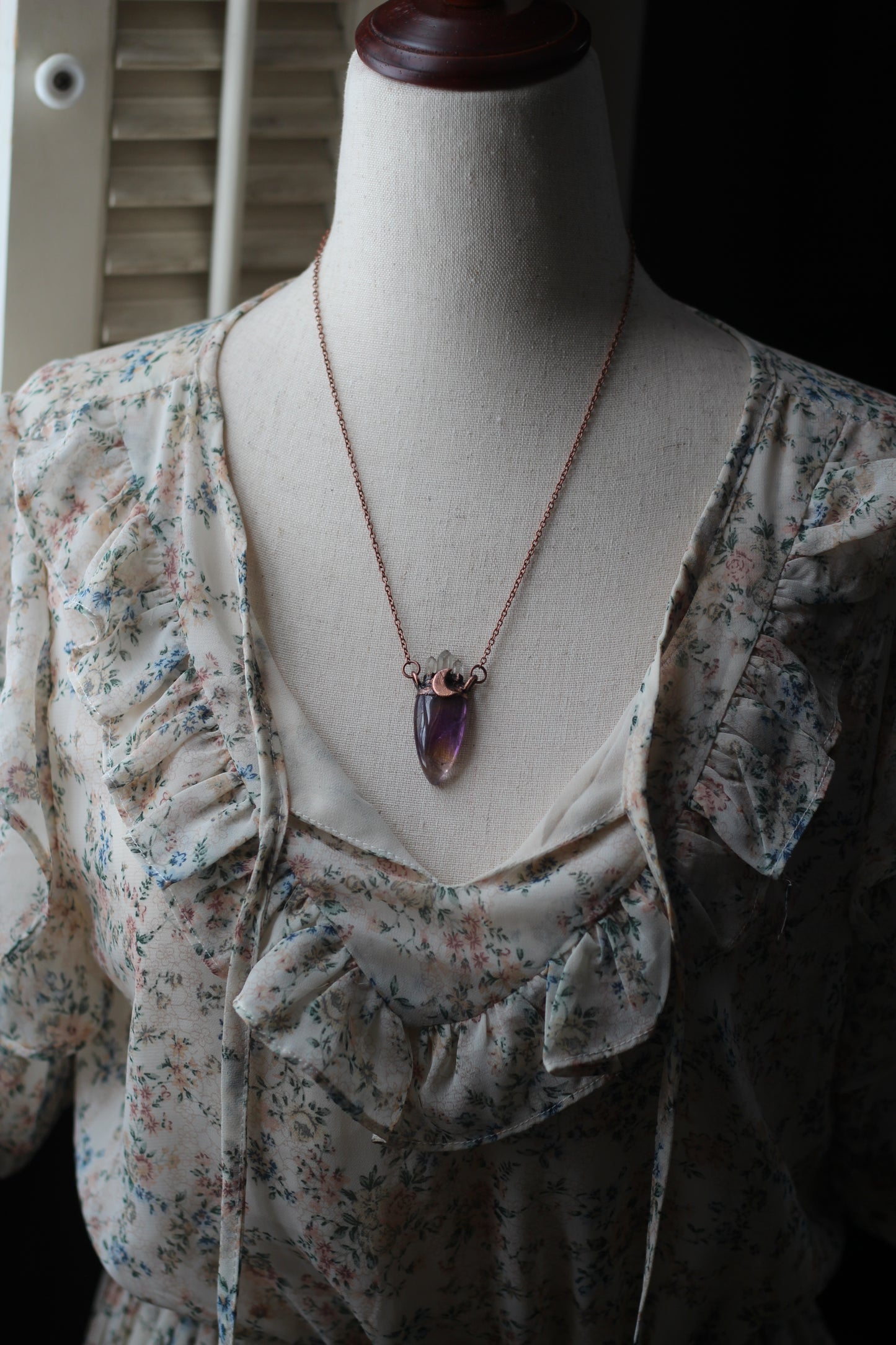 Aphrodite: Ametrine with Quartz Crown Copper Pendant