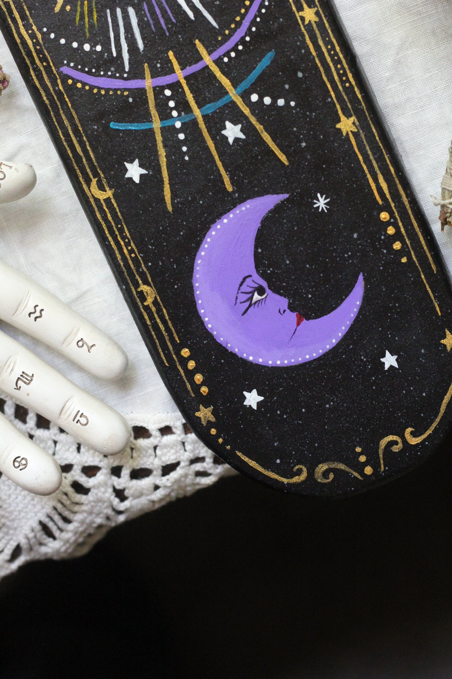 Hand painted Sun Moon and Eye Wooden Decor