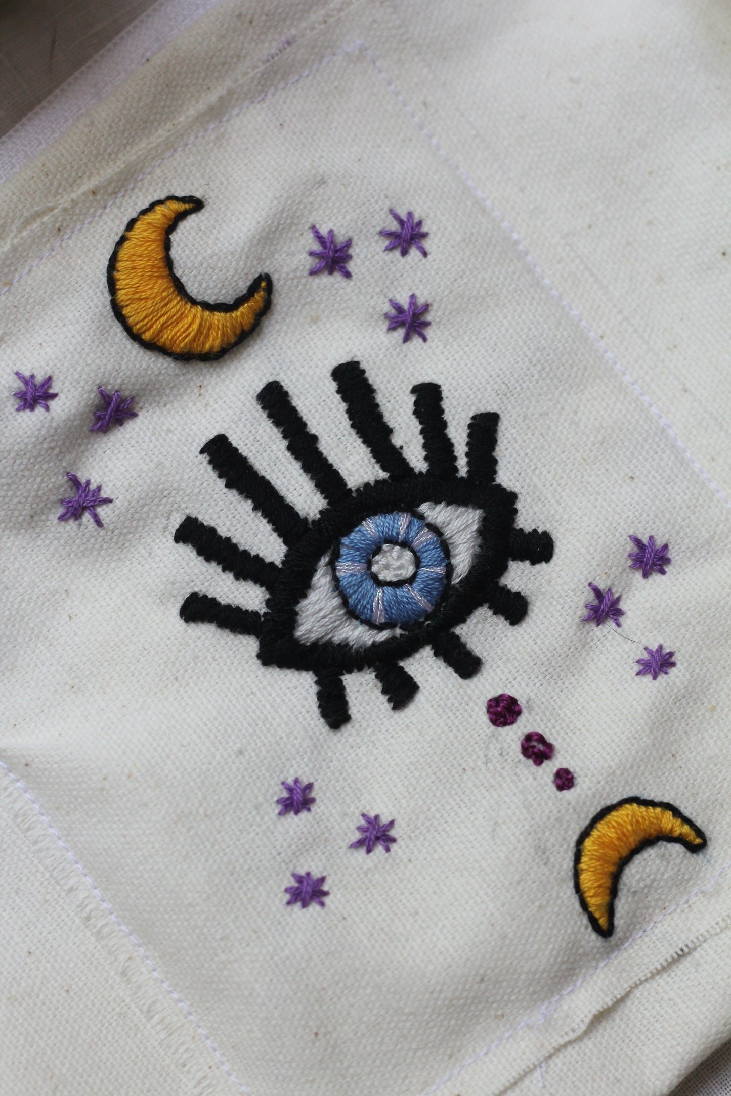 Hand embroidered Tarot/Crystal Zip up Pouch