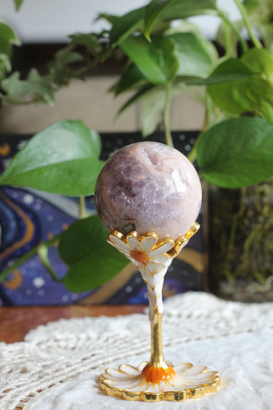 Flower Agate and Amethyst Sphere