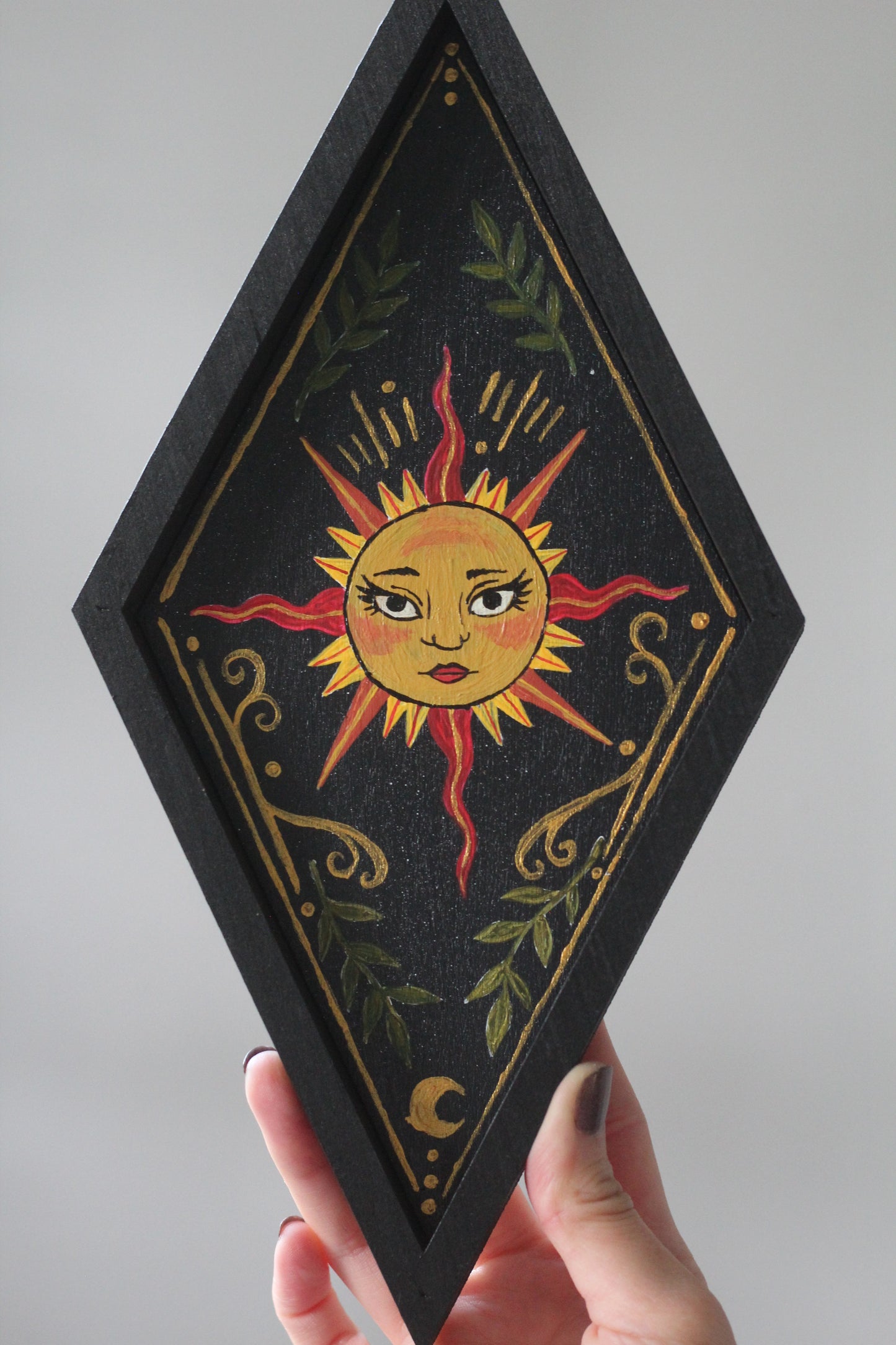 Celestial Sun Hand Painted Crystal Tray