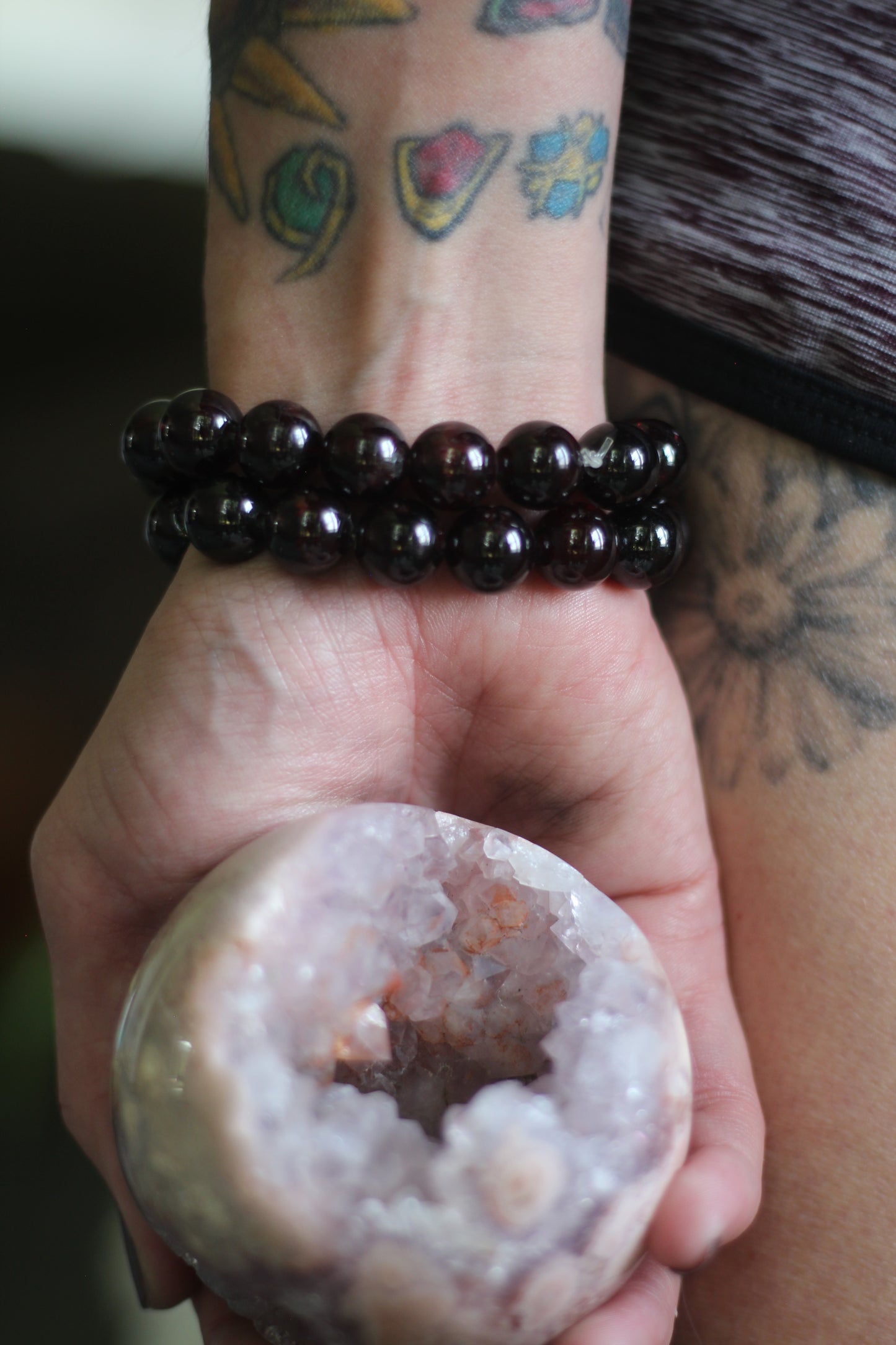 Chunky Gemmy Garnet Stretch Bracelet