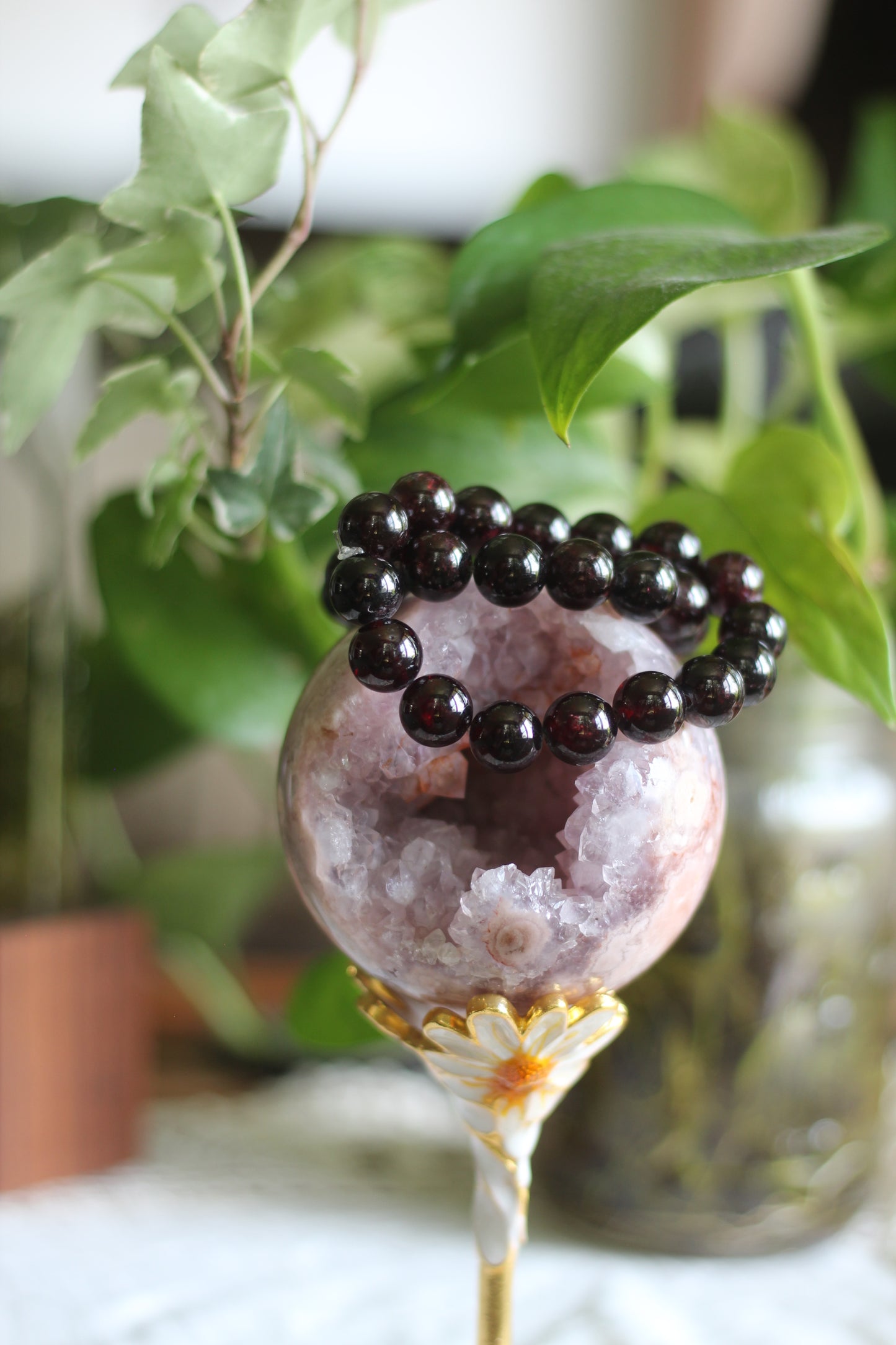 Chunky Gemmy Garnet Stretch Bracelet