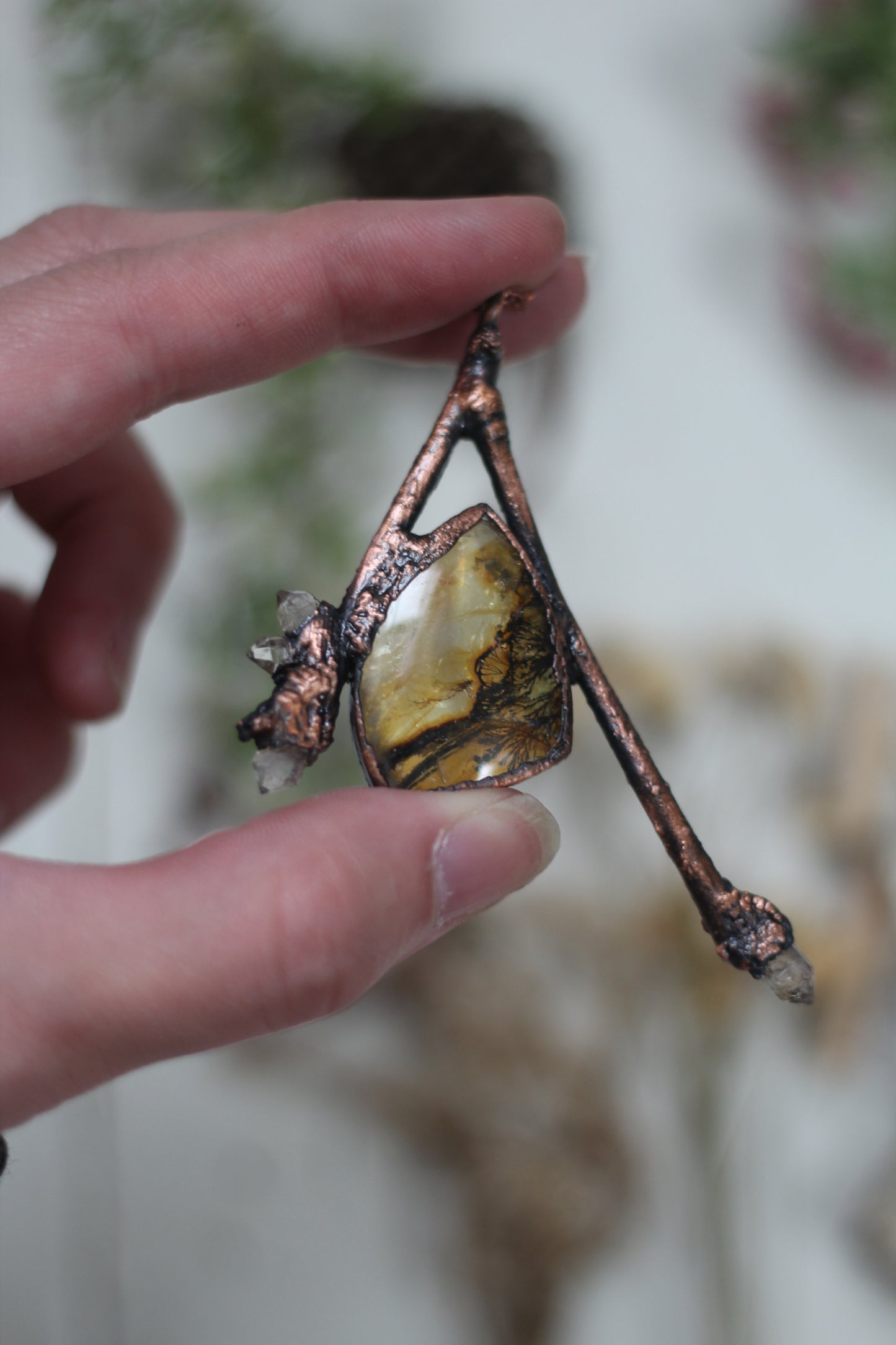 Rooted: Dendritic Golden Healer with Pakimer Copper Necklace