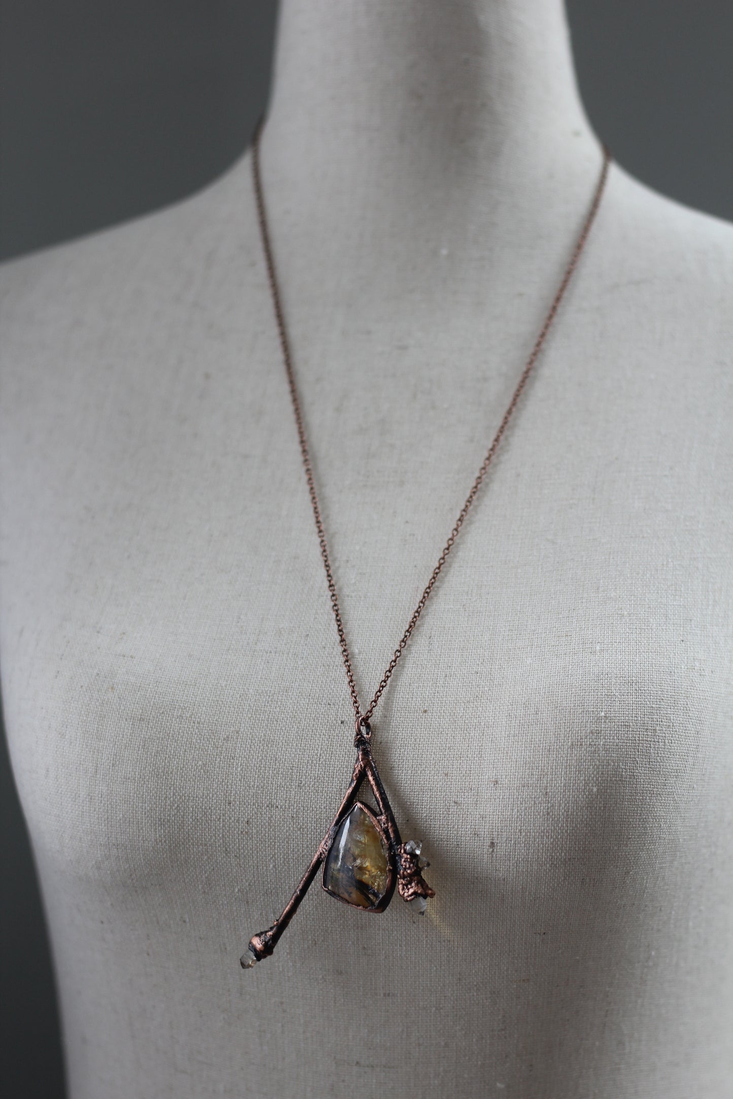 Rooted: Dendritic Golden Healer with Pakimer Copper Necklace