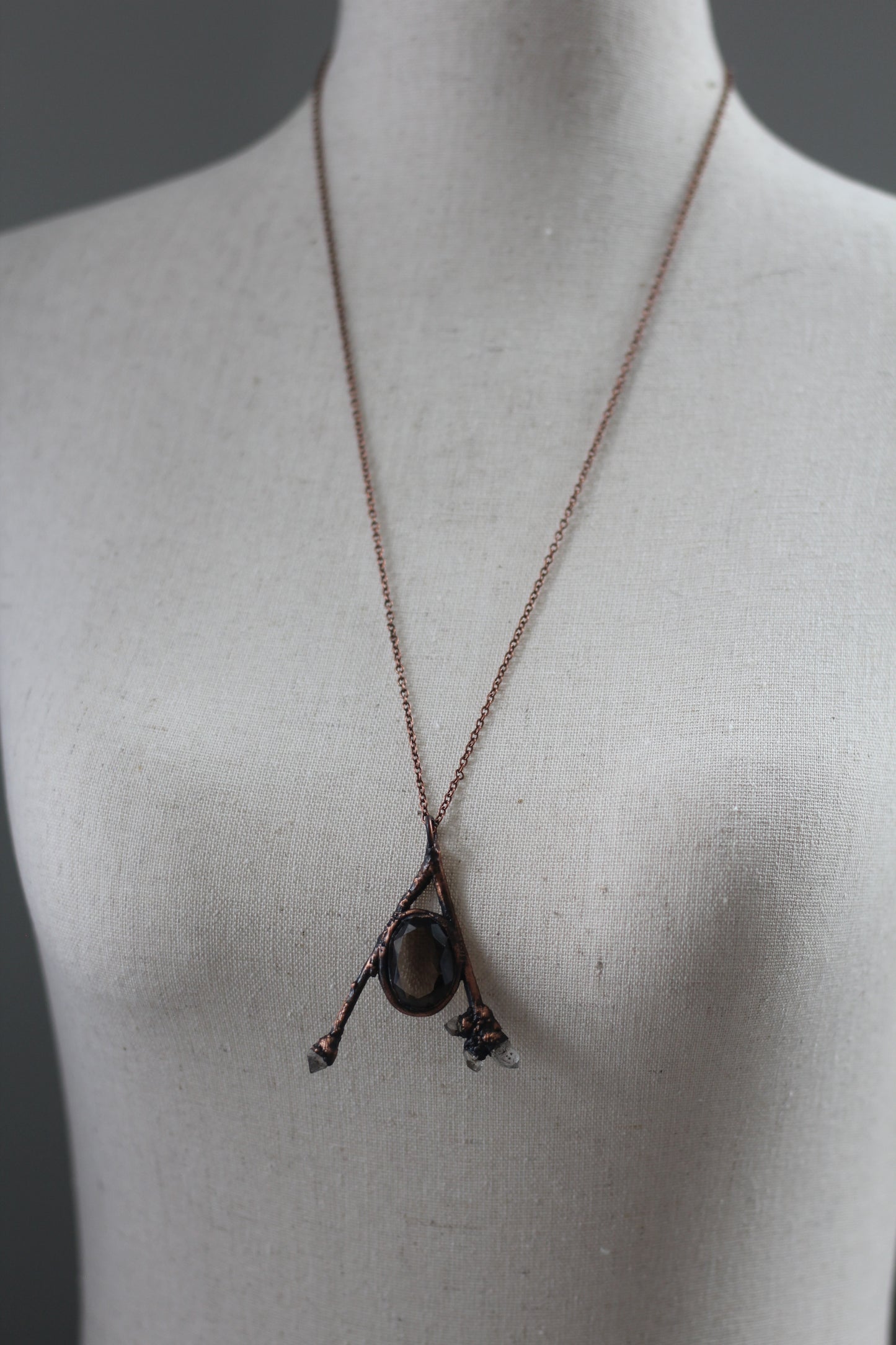 Rooted: Faceted Smokey Quartz with Pakimer Copper Necklace