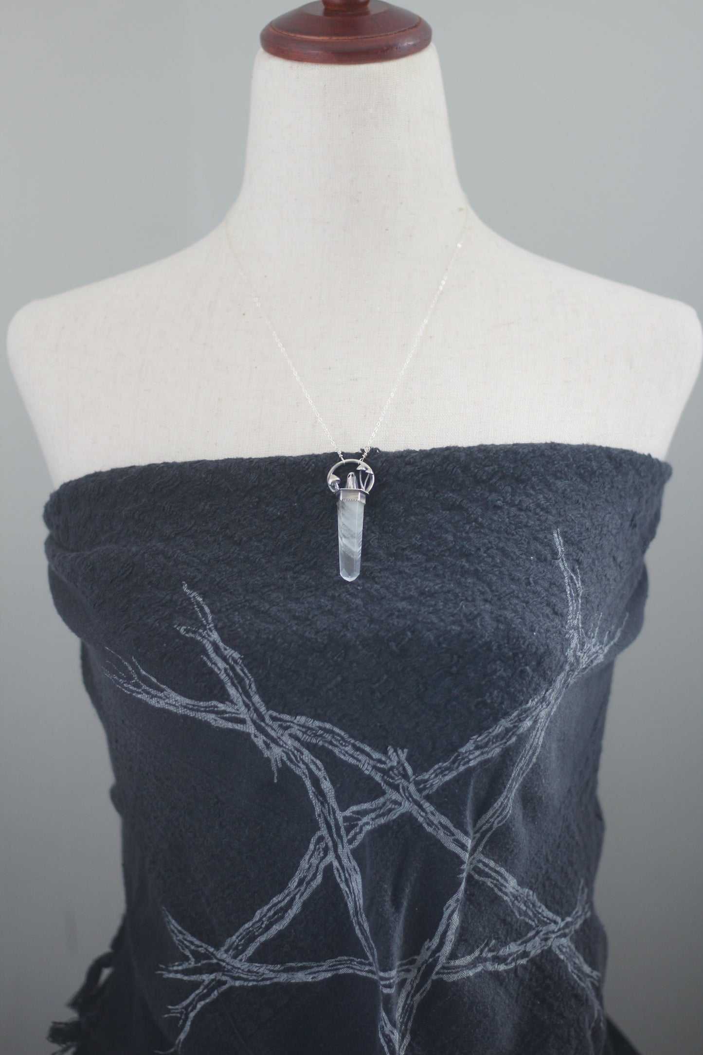 Sterling Silver Sheet Ghost and Mushroom with Phantom Quartz Pendant