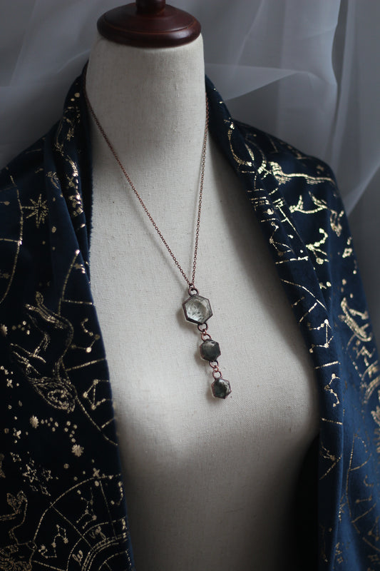 Garden Quartz Hexagon Copper Drop Necklace