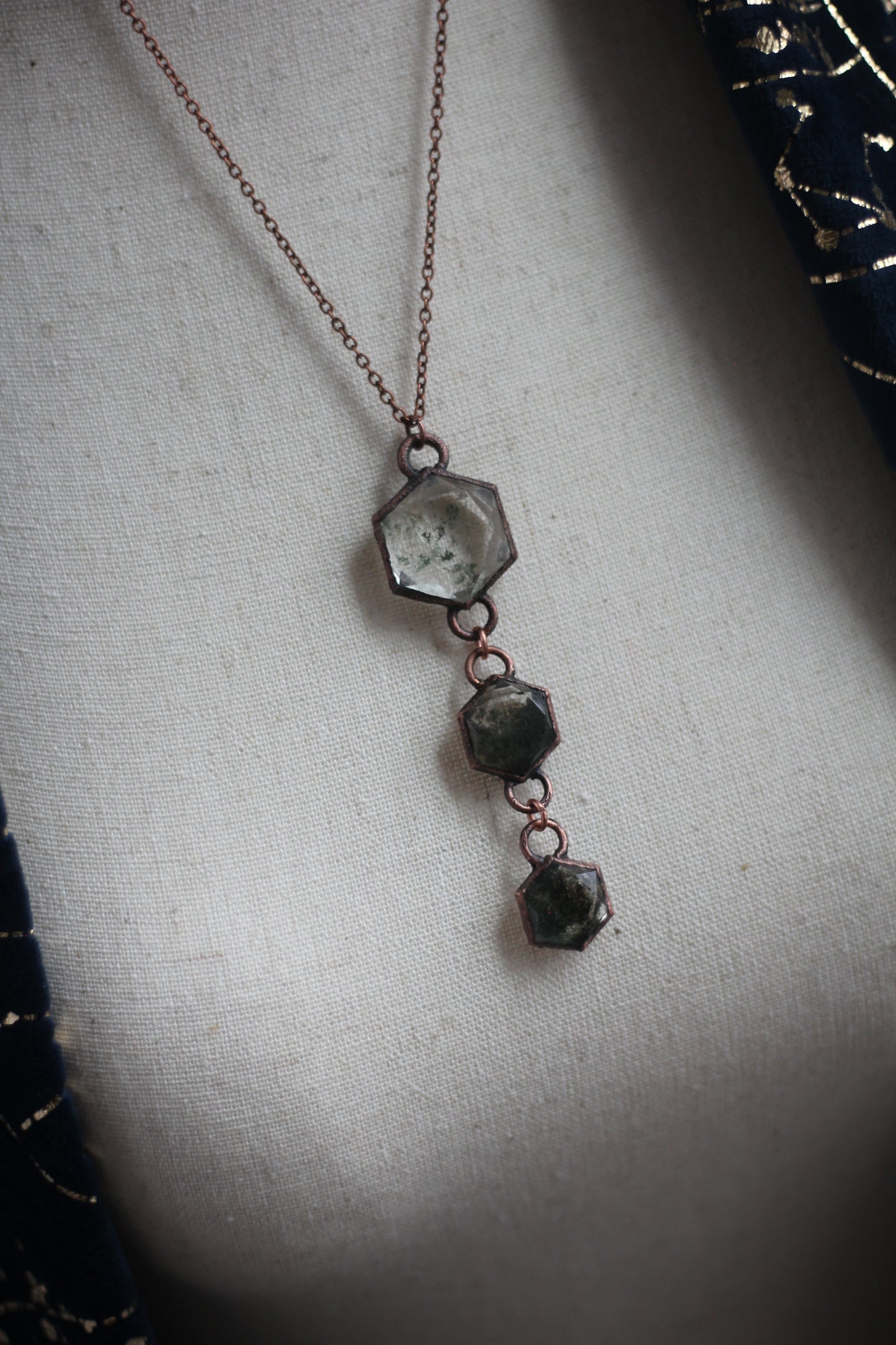 Garden Quartz Hexagon Copper Drop Necklace