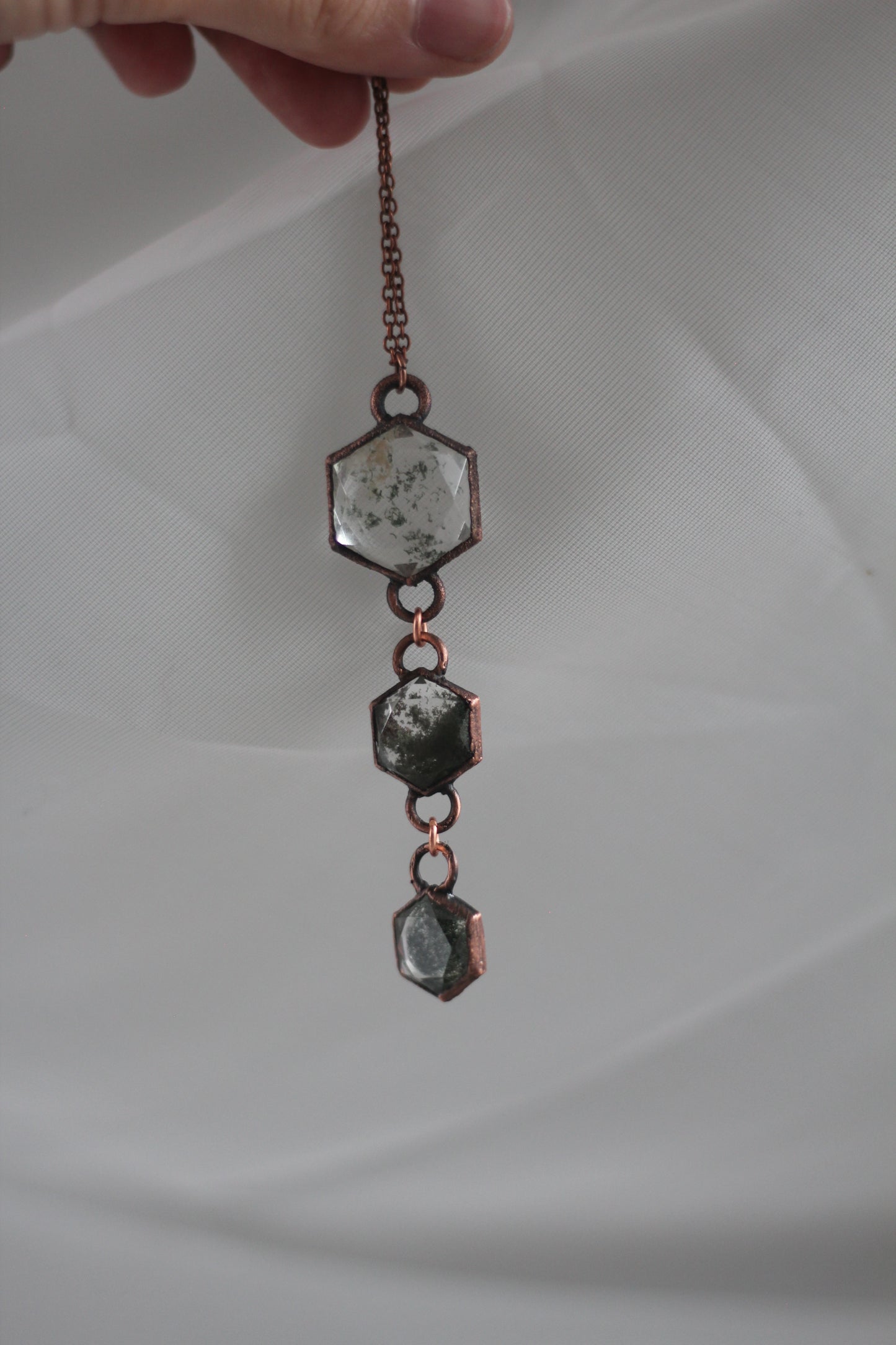 Garden Quartz Hexagon Copper Drop Necklace