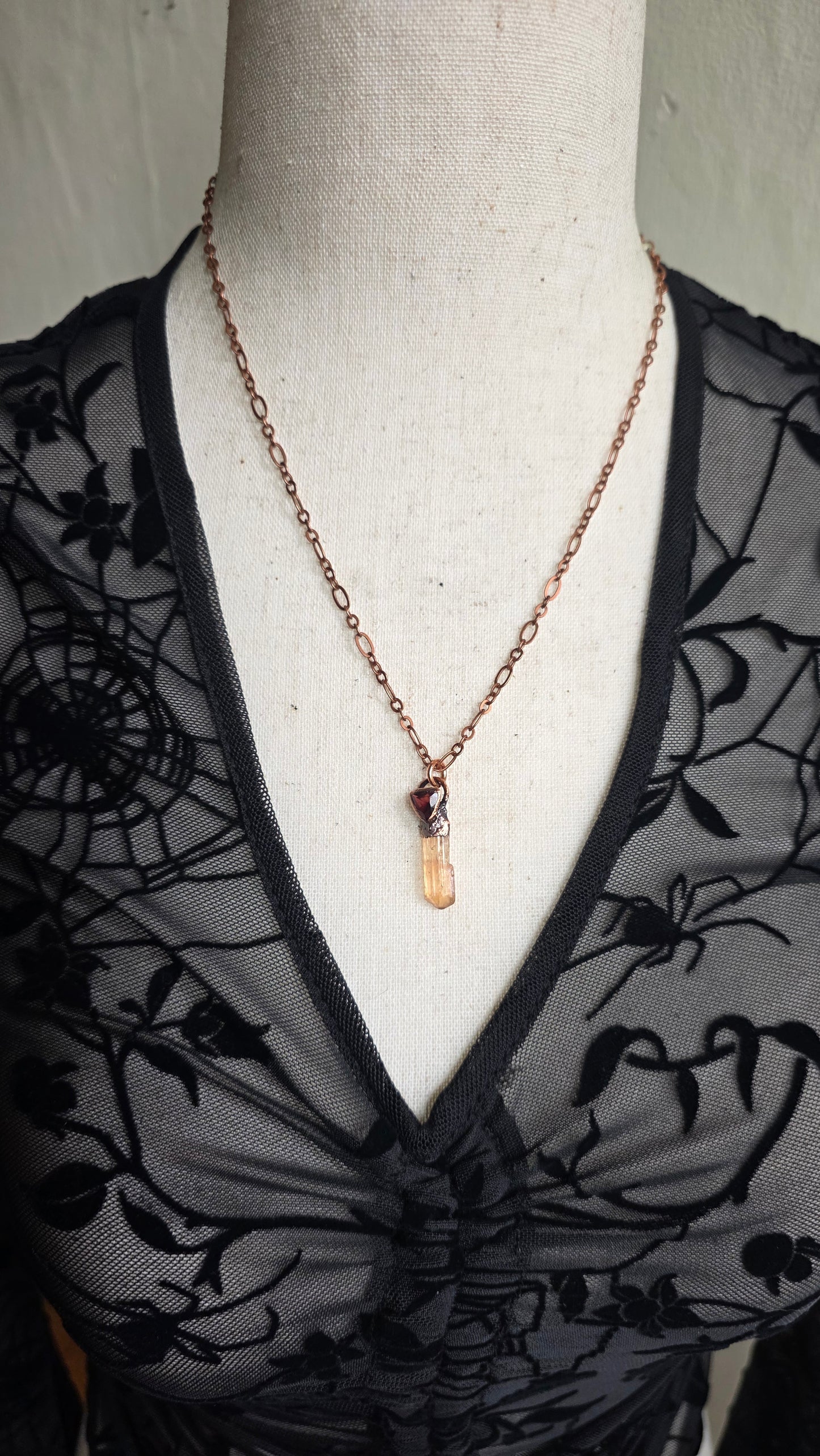 Imperial Topaz with Garnet Copper Necklace