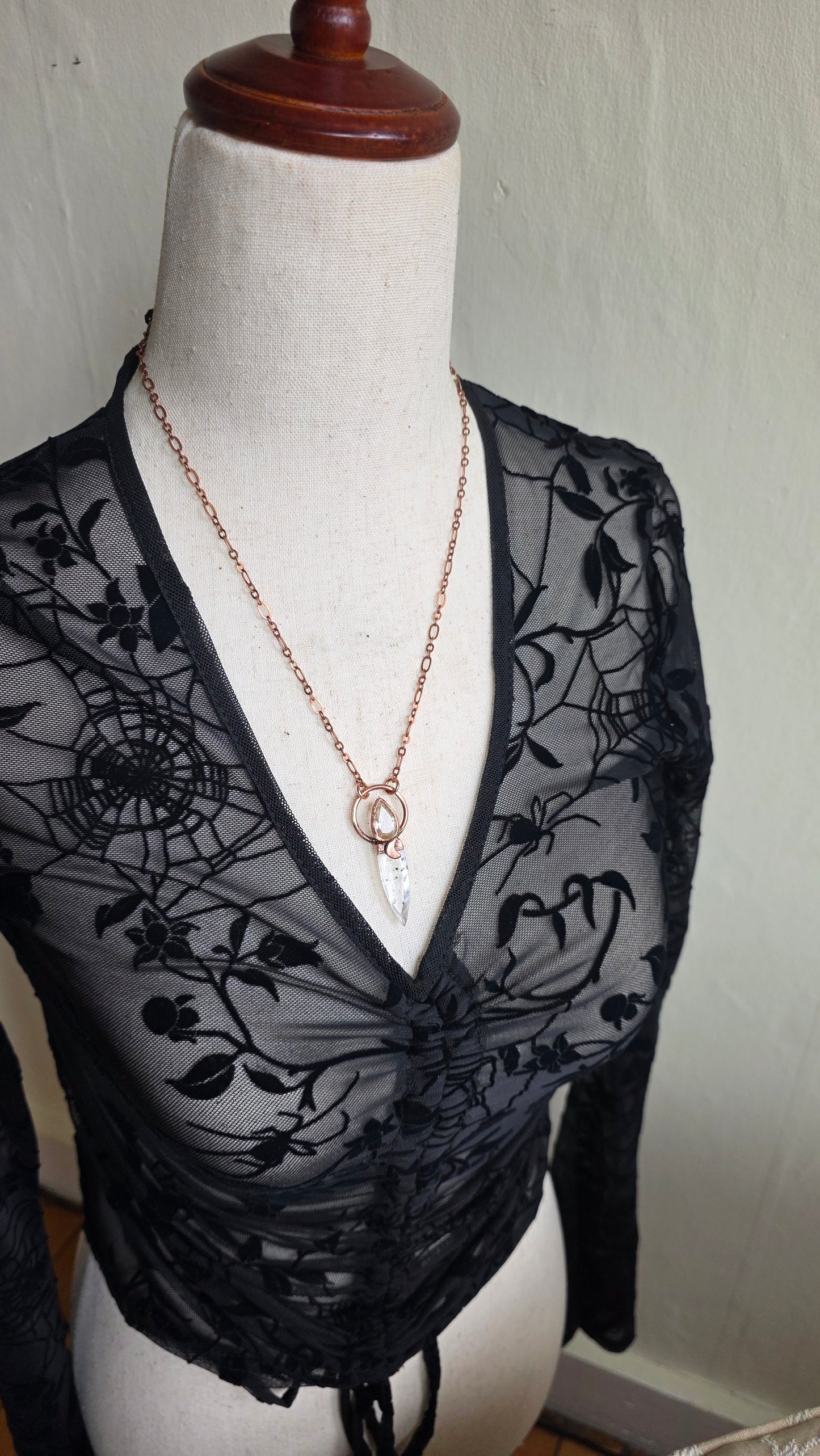 Hematite in Quartz with Rutilated Quartz Copper Necklace