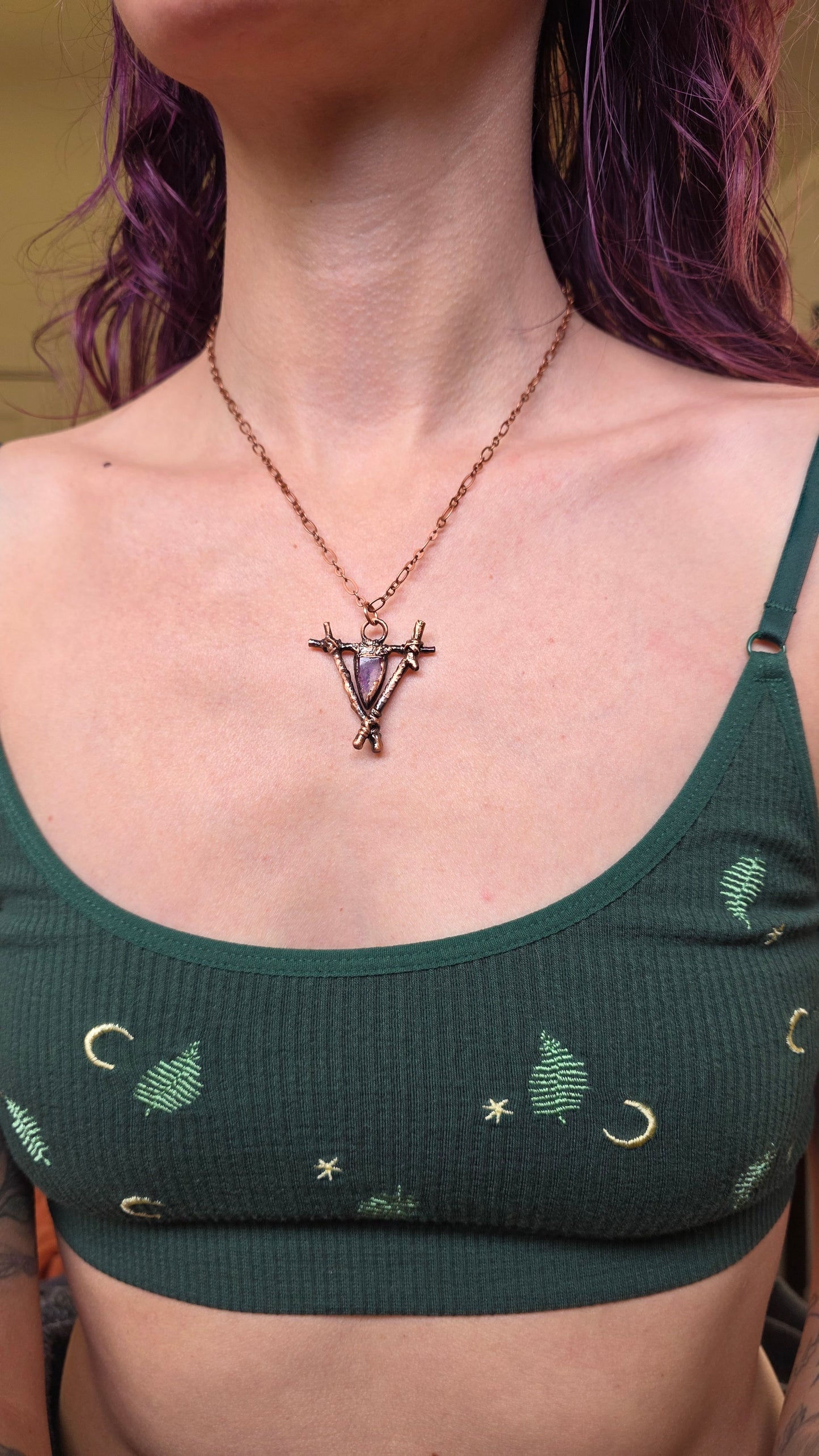 Rooted: Included Amethyst and Twig Copper Necklace