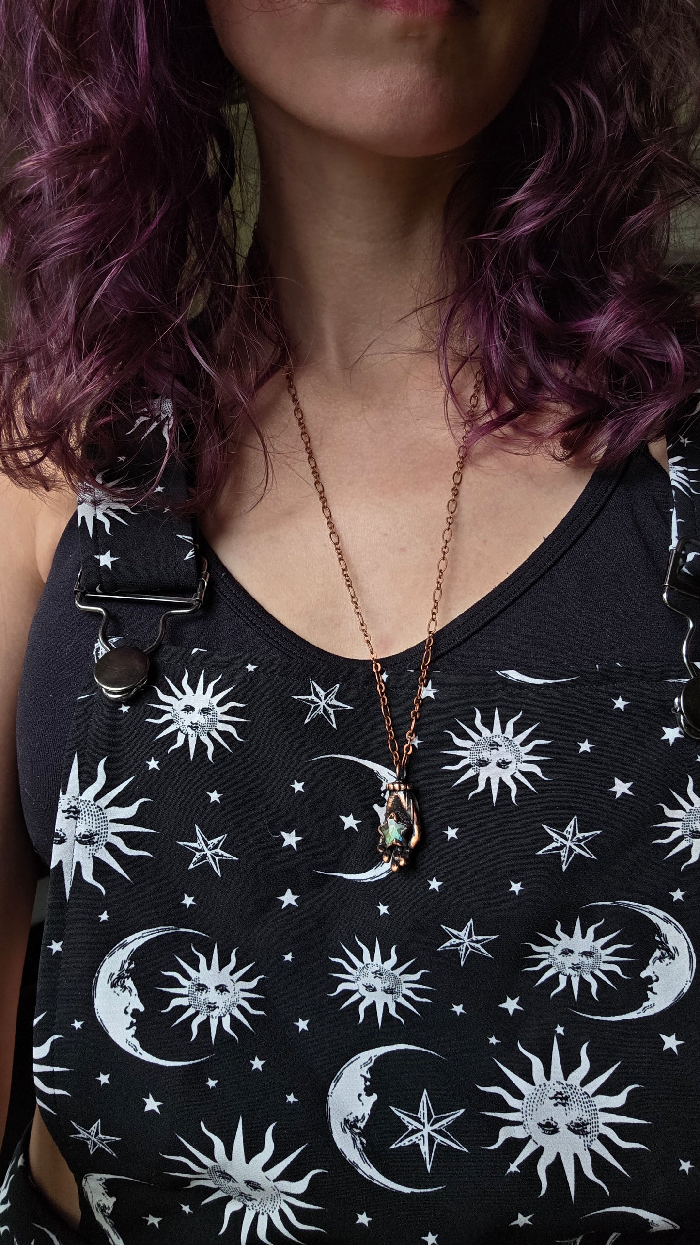 Labradorite Star in Hand Copper Necklace