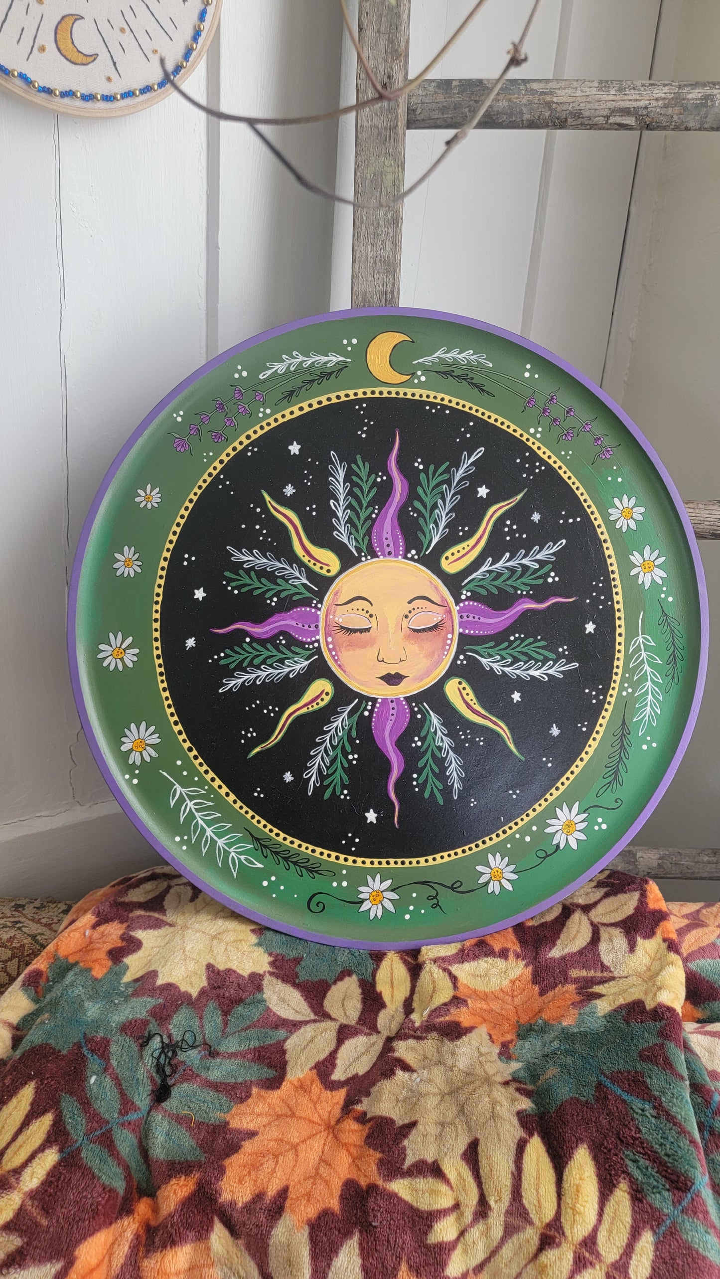 Spring Sun 18" Wooden Platter in Acrylic