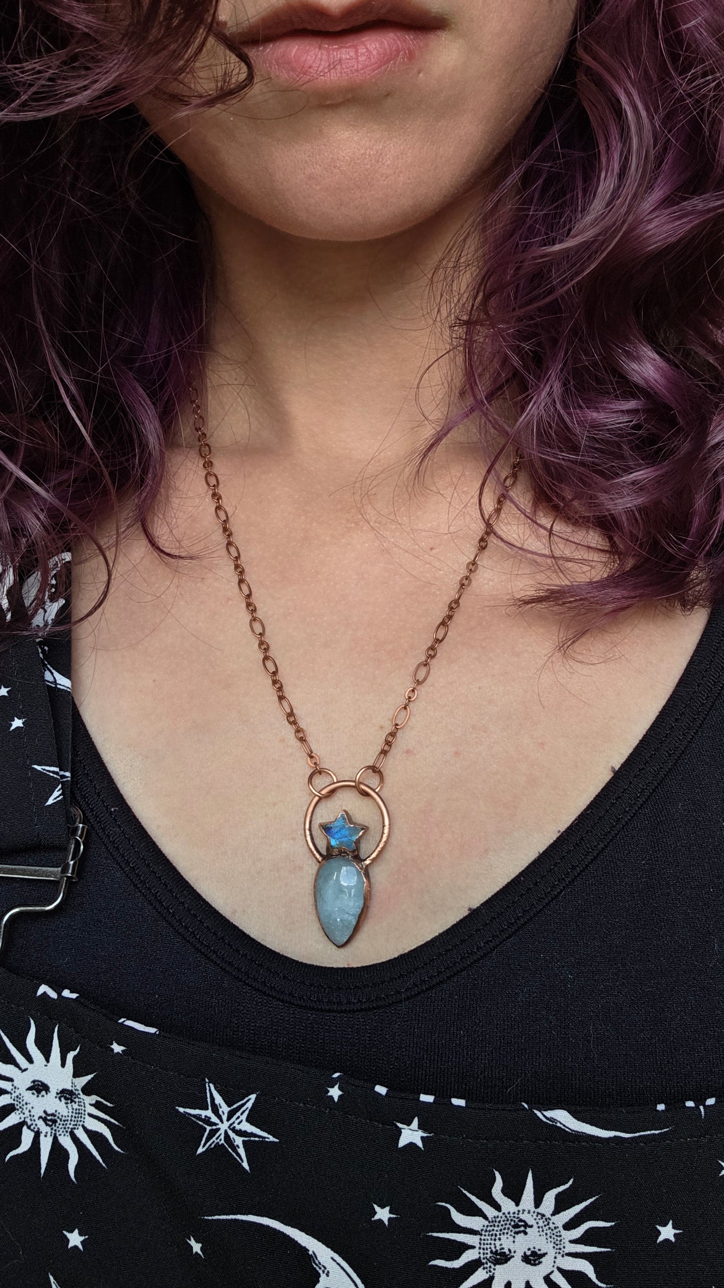 Aquamarine and Labradorite Star Copper Necklace