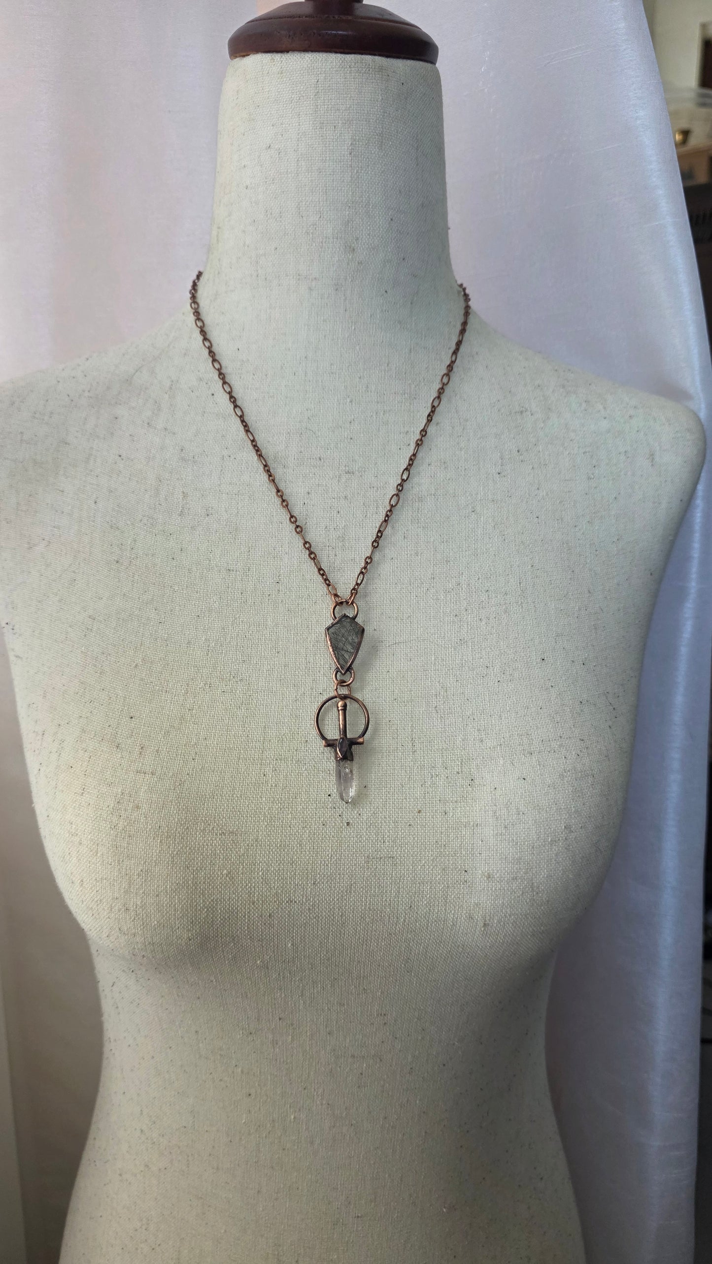 Valor: Vera Cruz Mini Sword with Pink Sapphire, and Tourmalinated Quartz